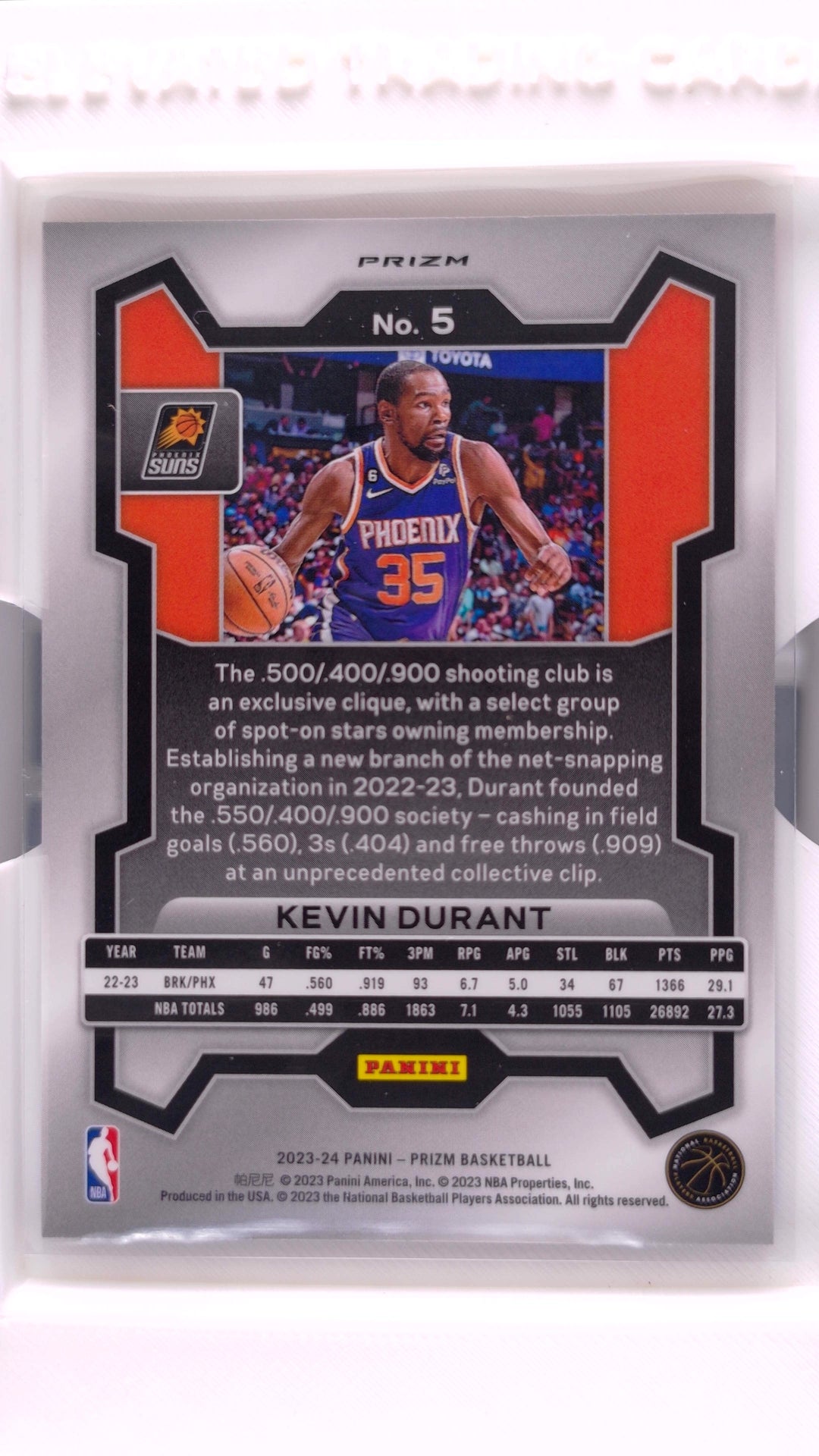 #5 Kevin Durant Red, White And Blue Prizm - back