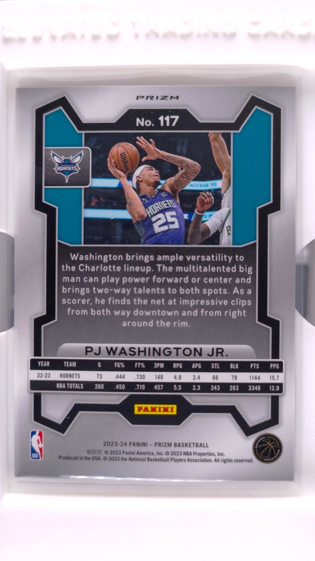 #117 PJ Washington Jr. Red, White And Blue Prizm - back