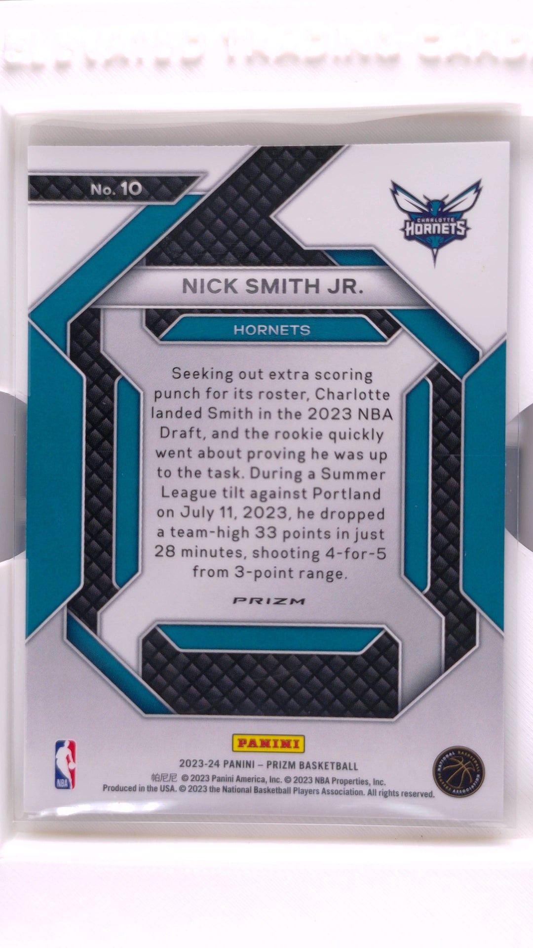 #10 Nick Smith Jr. Rookie Emergent Green Prizm - back