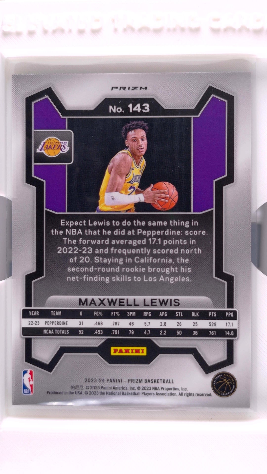#143 Maxwell Lewis Rookie Green Prizm - back