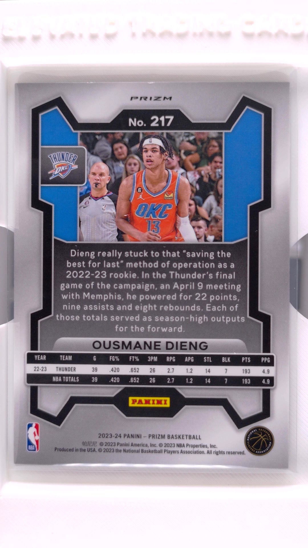 #217 Ousmane Dieng Green Ice Prizm - back