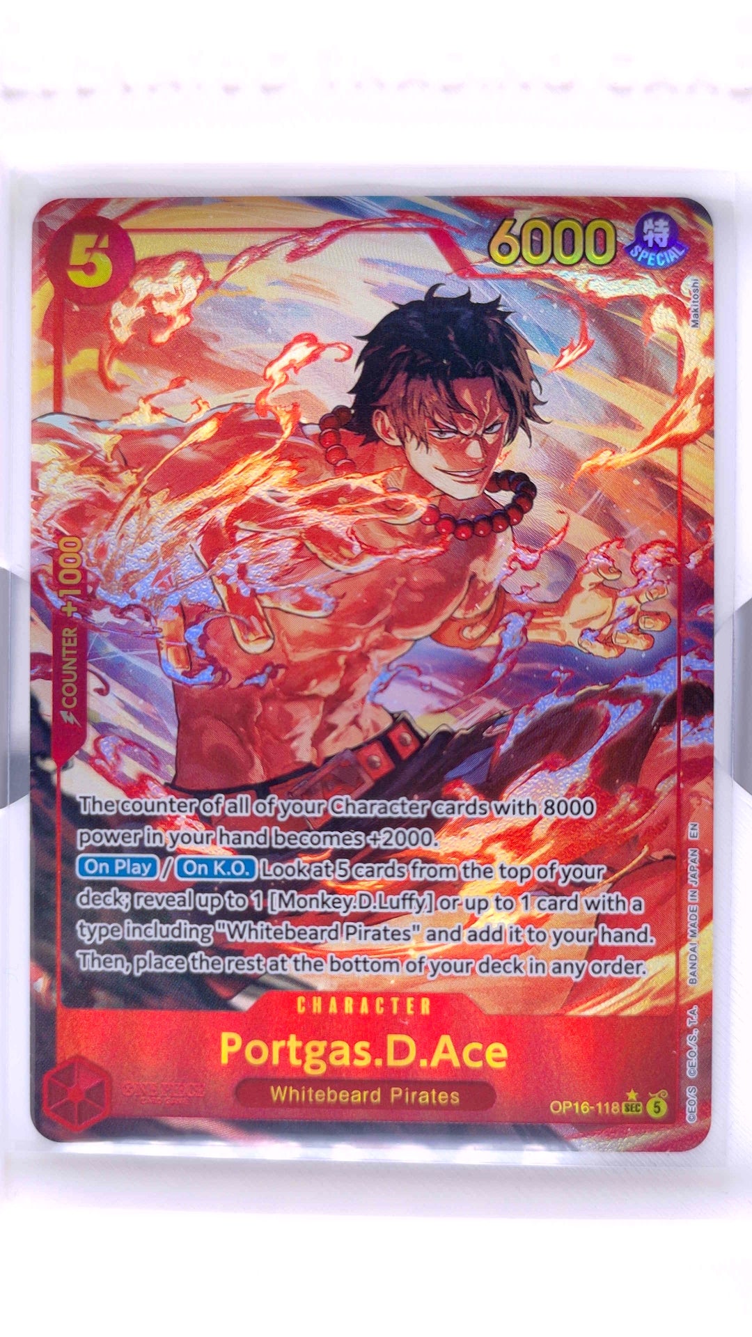 #OP16-118 Portgas.D.Ace Alternate Art SEC (Secret Rare) - front