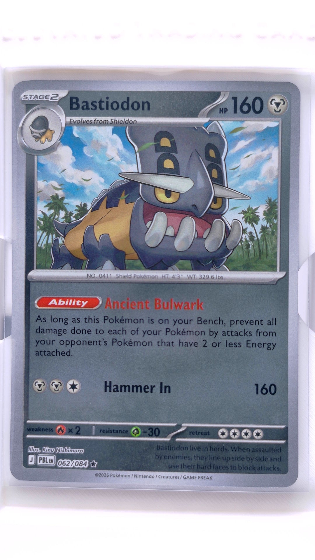 #062 Bastiodon Reverse Holo Rare - front