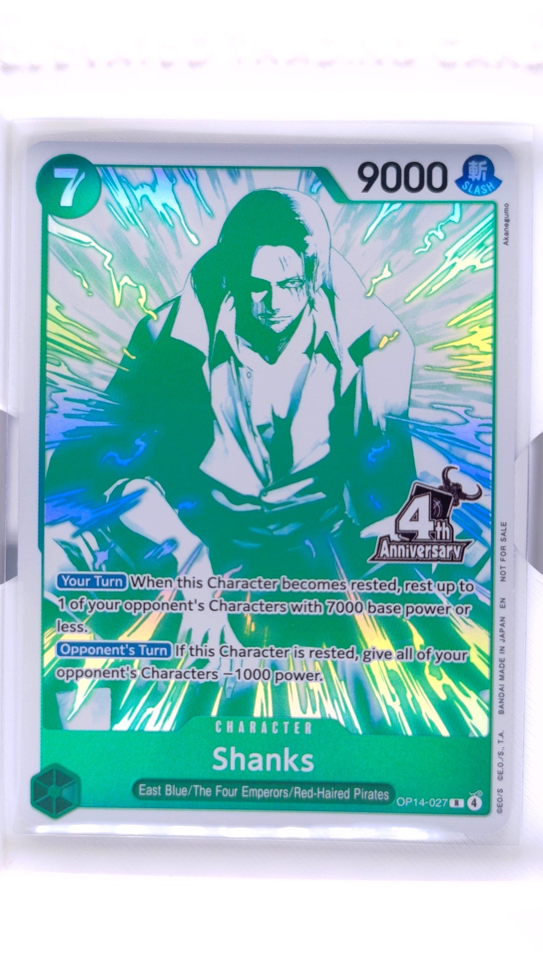 #OP14-027 Shanks 4th Anniversary R (Rare) - front