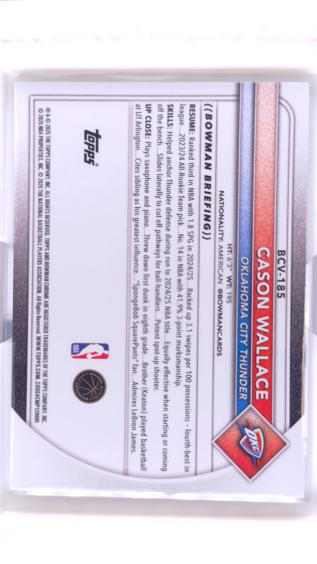 #BCV-185 Cason Wallace Chrome - back