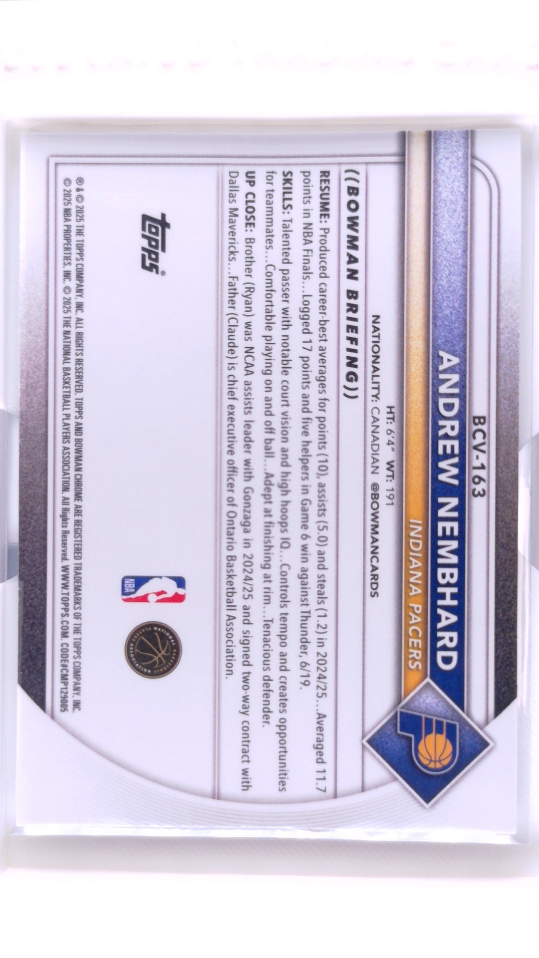 #BCV-163 Andrew Nembhard Chrome - back