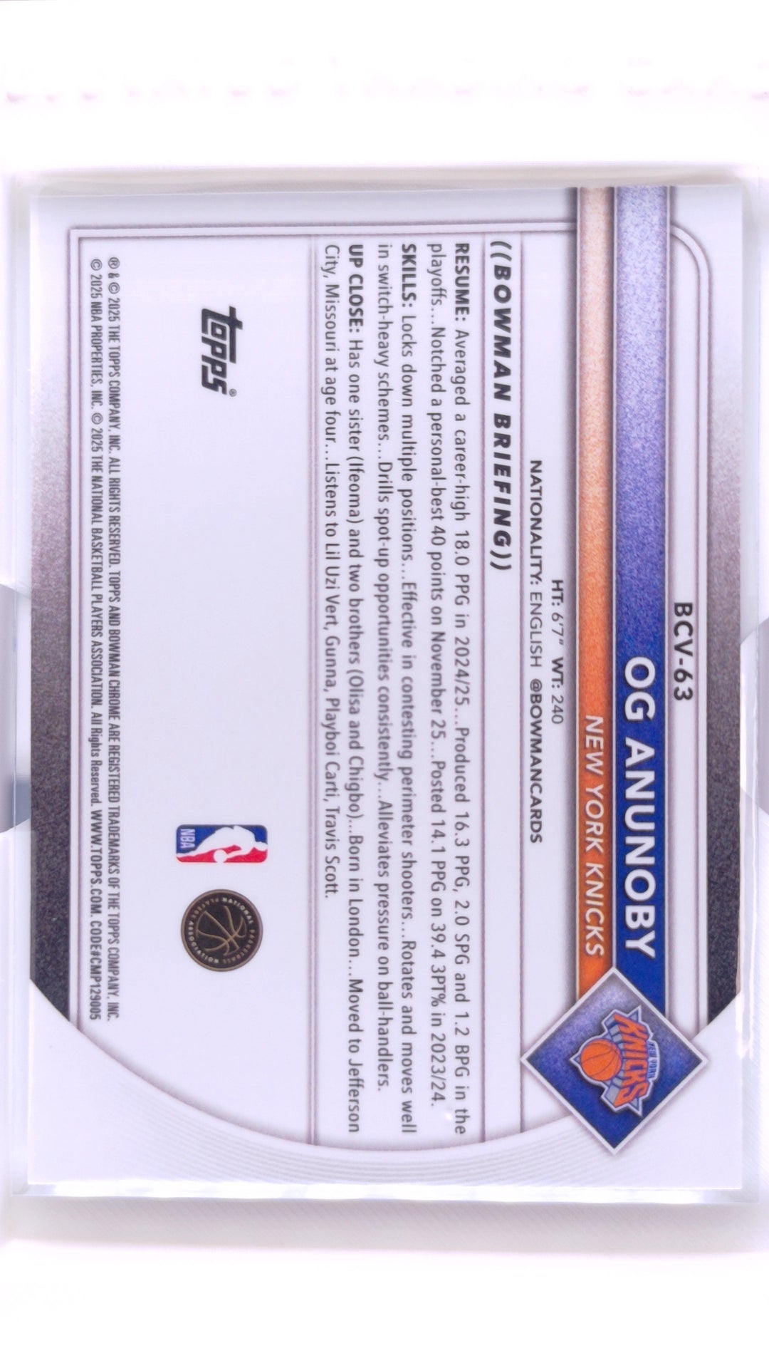 #BCV-63 OG Anunoby Chrome - back
