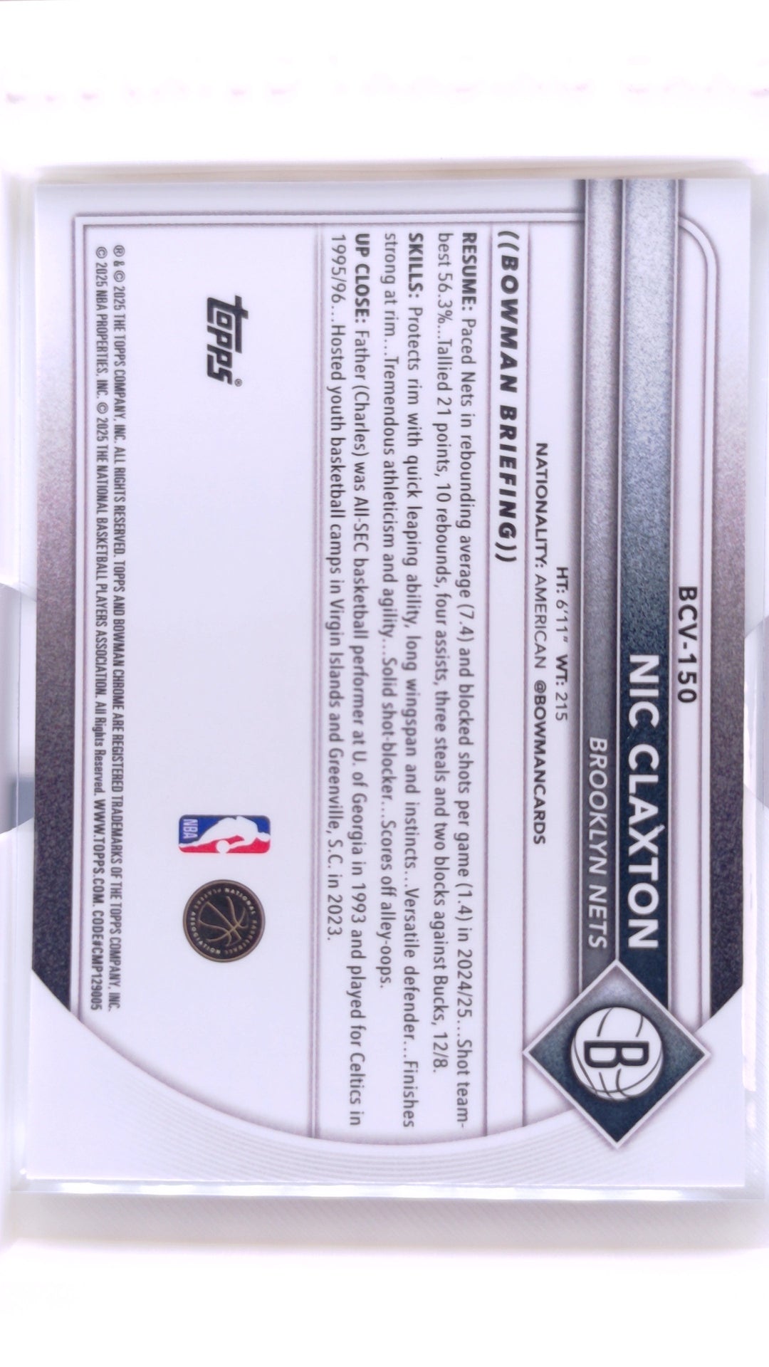 #BCV-150 Nic Claxton Chrome - back