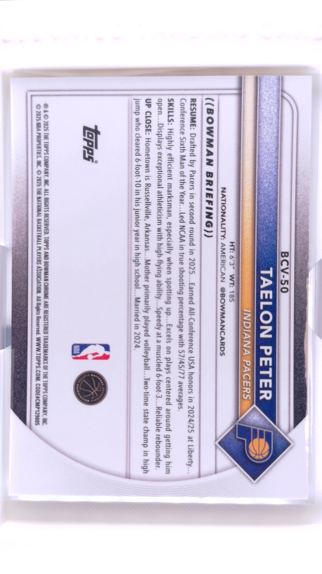 #BCV-50 Taelon Peter Rookie Chrome - back
