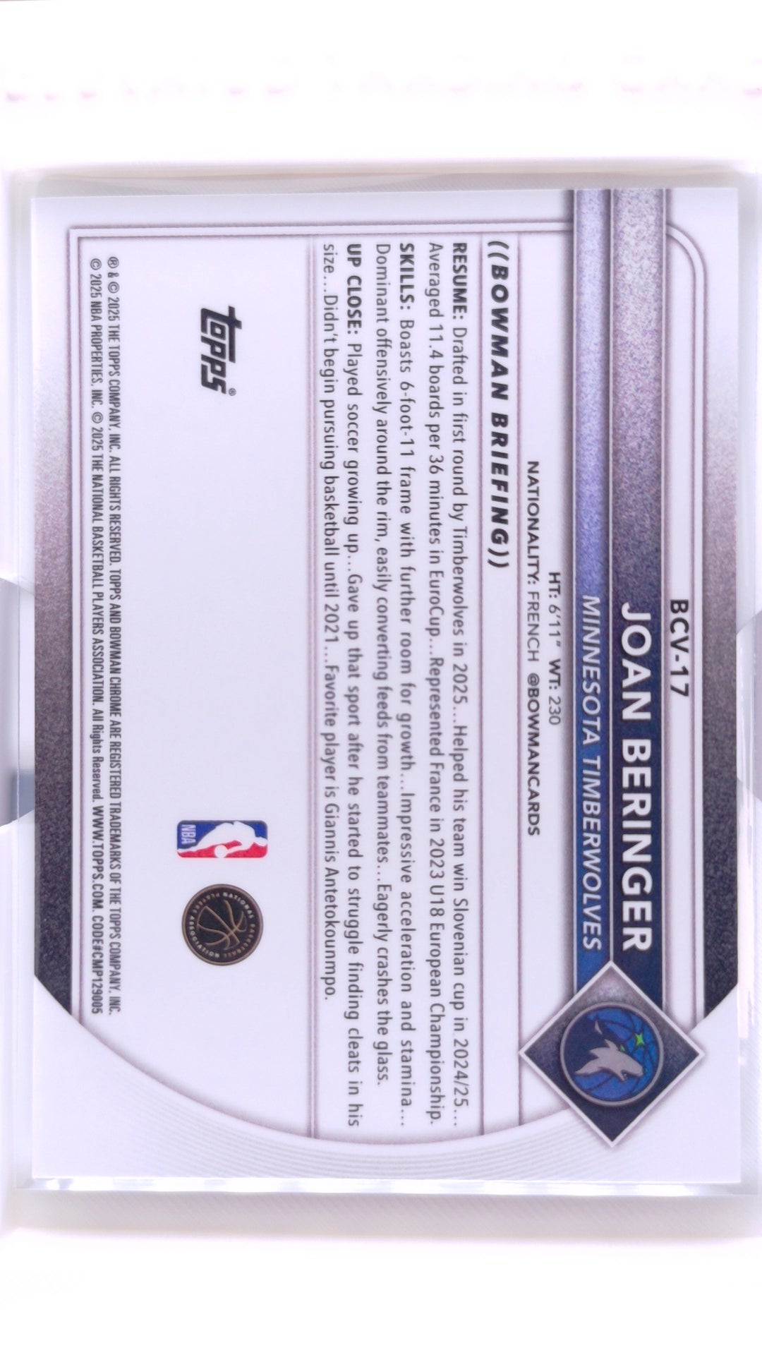 #BCV-17 Joan Beringer Rookie Chrome - back