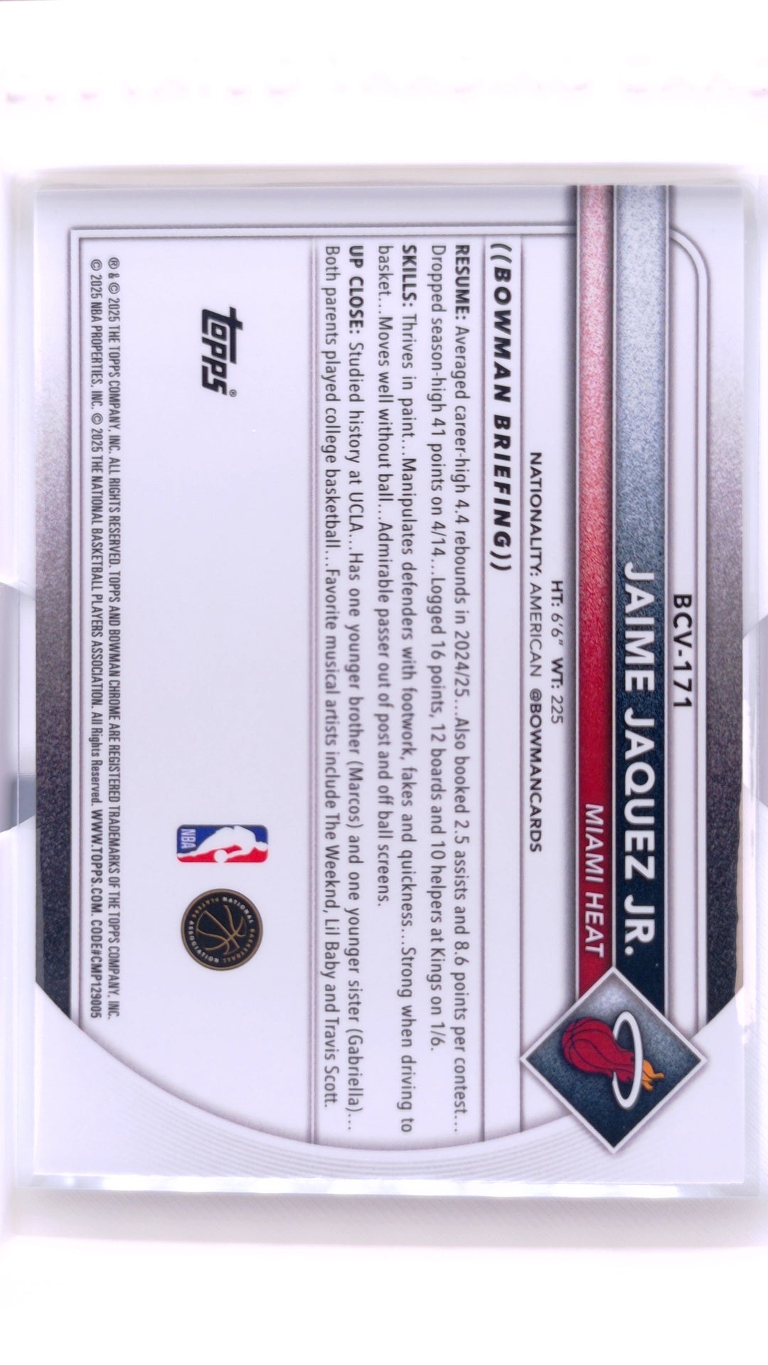 #BCV-171 Jaime Jaquez Jr. Chrome - back