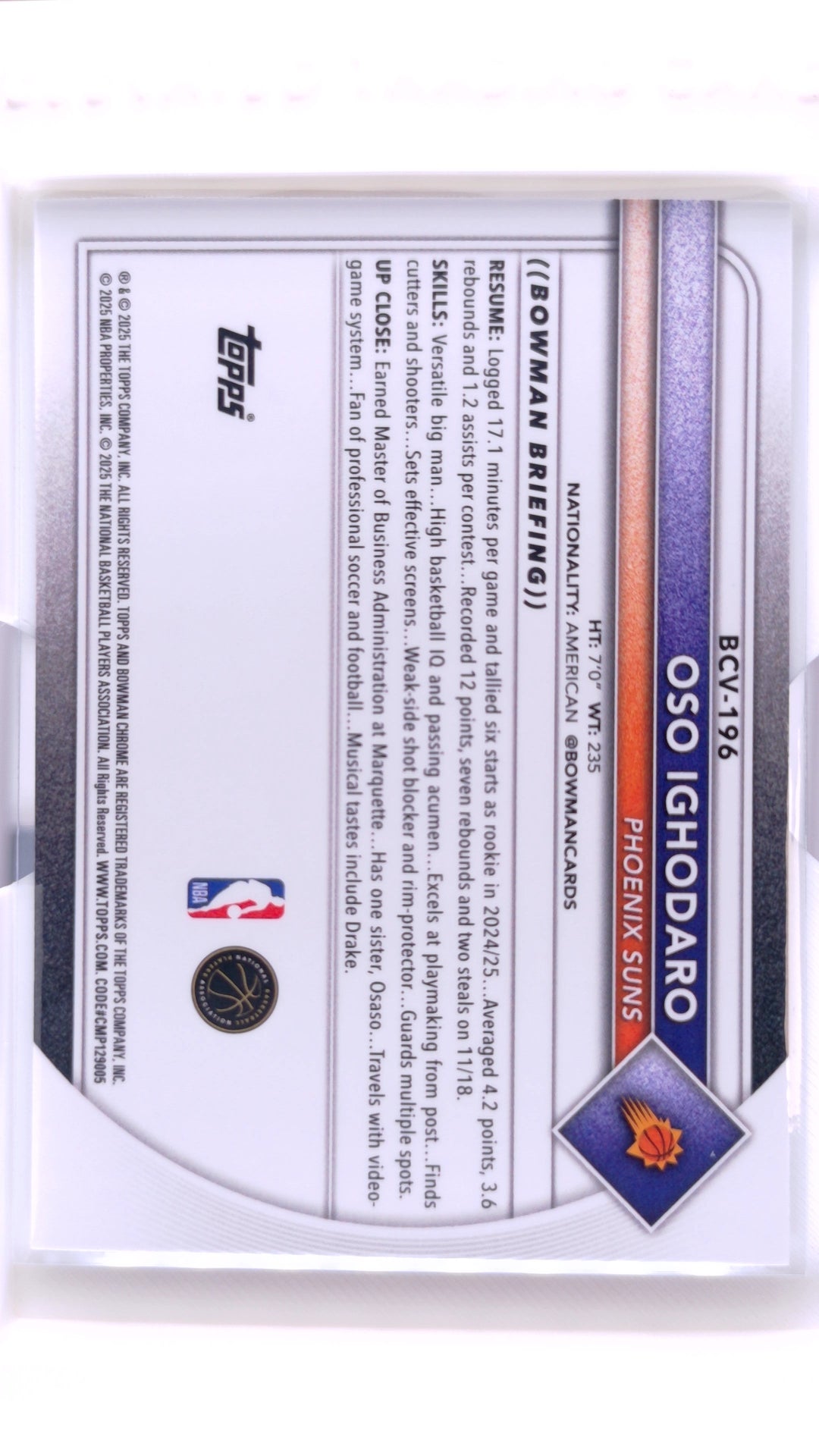 #BCV-196 Oso Ighodaro Chrome - back