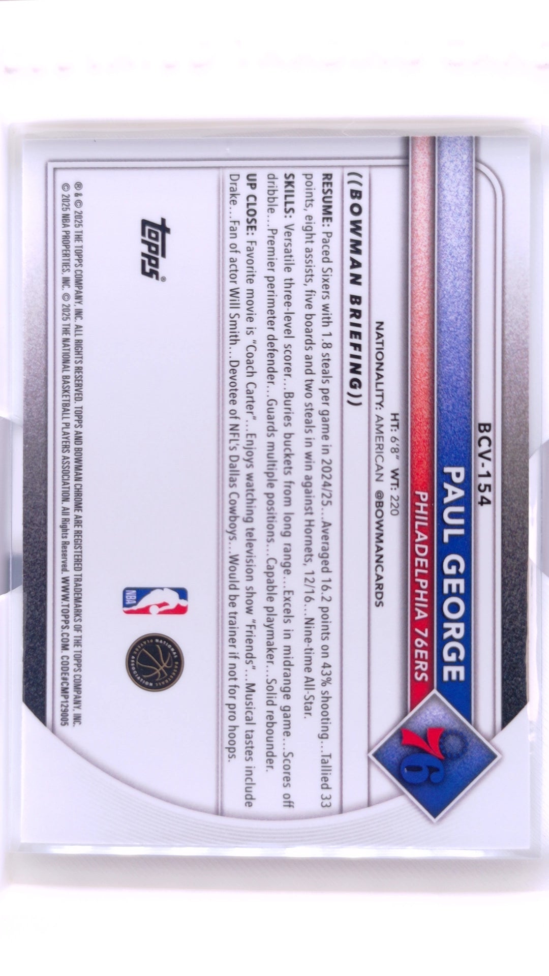 #BCV-154 Paul George Chrome - back