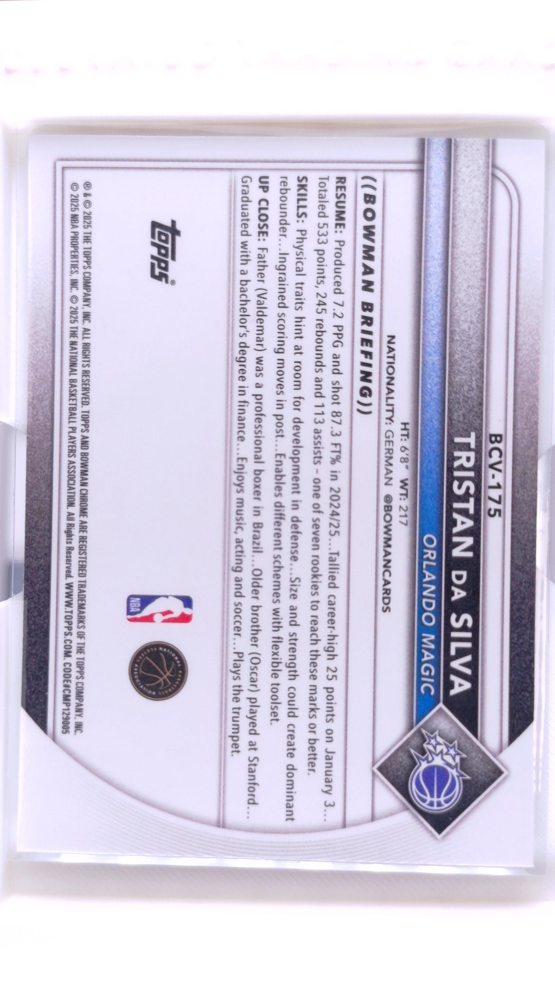 #BCV-175 Tristan da Silva Chrome - back