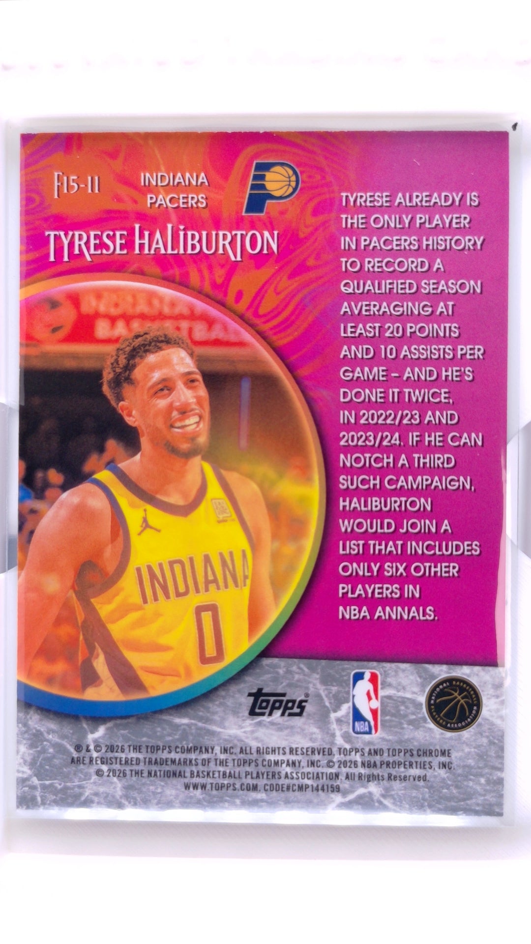 #F15-11 Tyrese Haliburton Fortune 15 - back