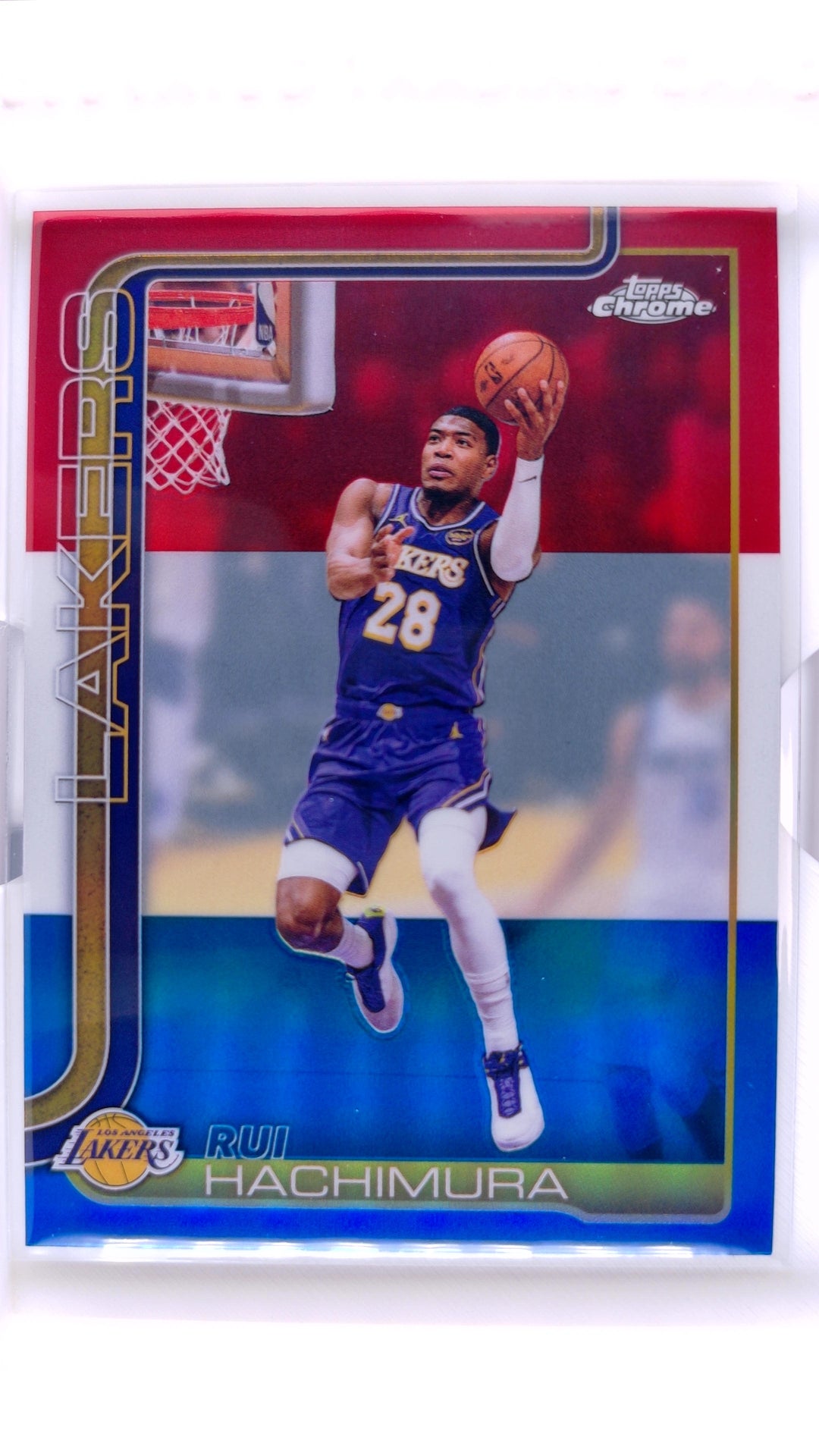 #107 Rui Hachimura Red, White & Blue Refractor - front