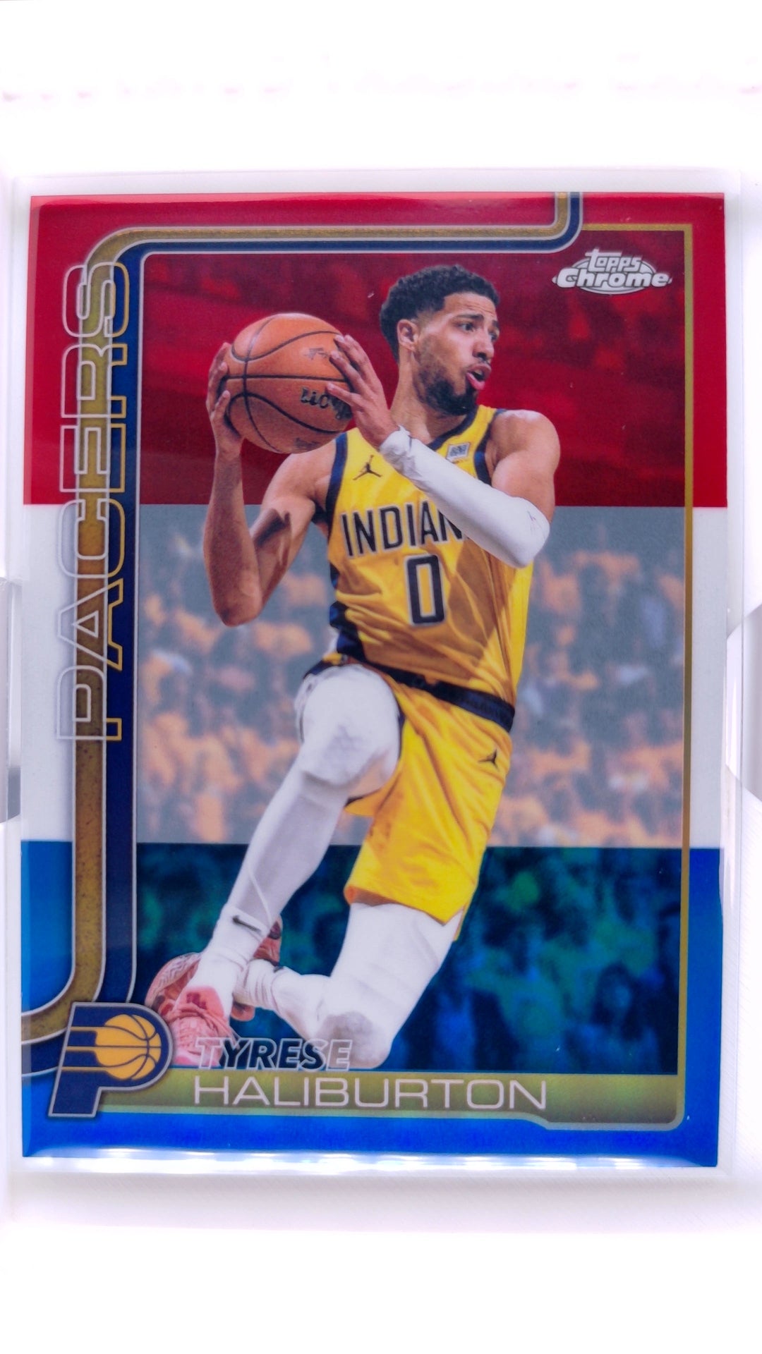 #18 Tyrese Haliburton Red, White & Blue Refractor - front