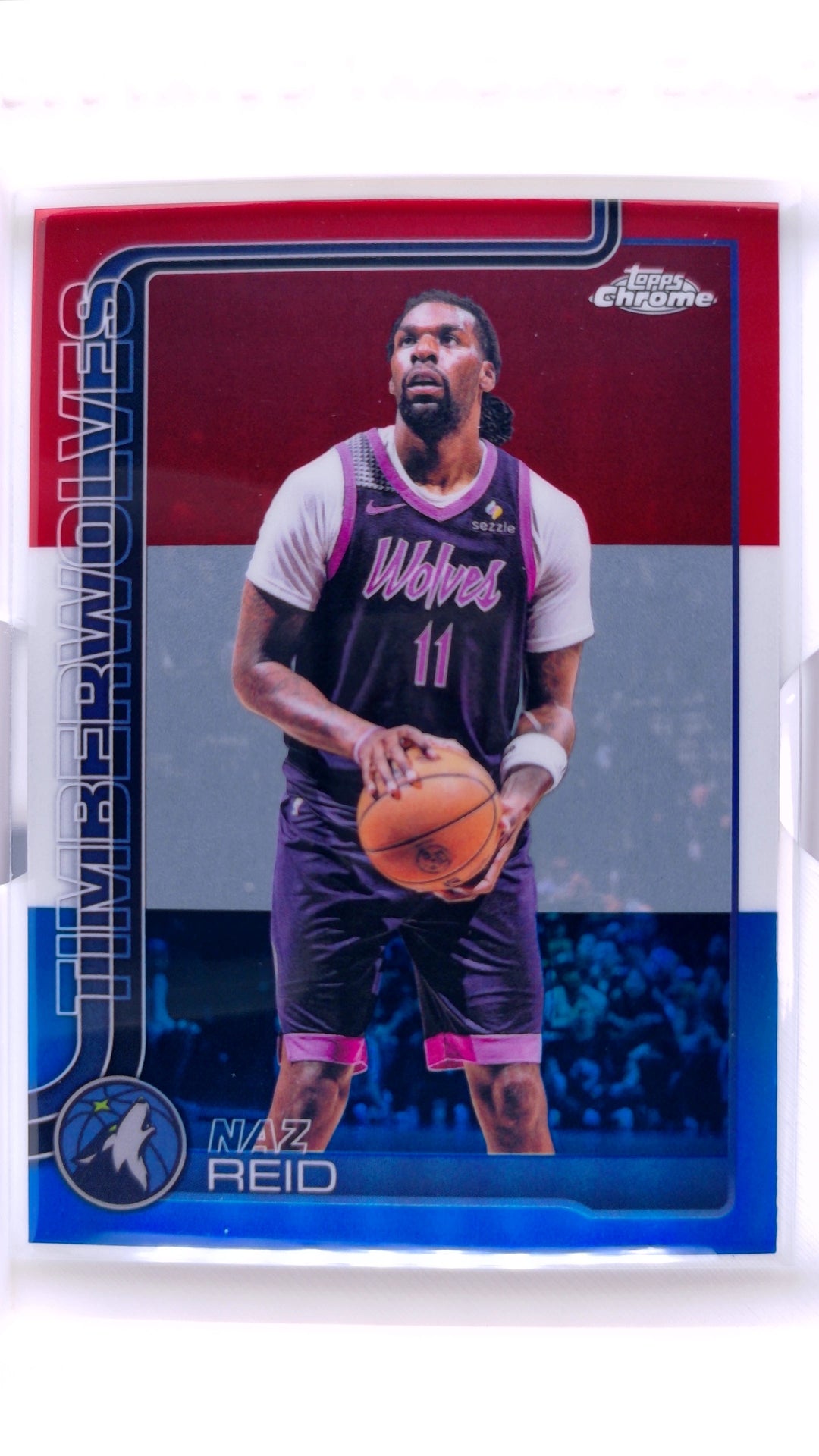 #71 Naz Reid Red, White & Blue Refractor - front