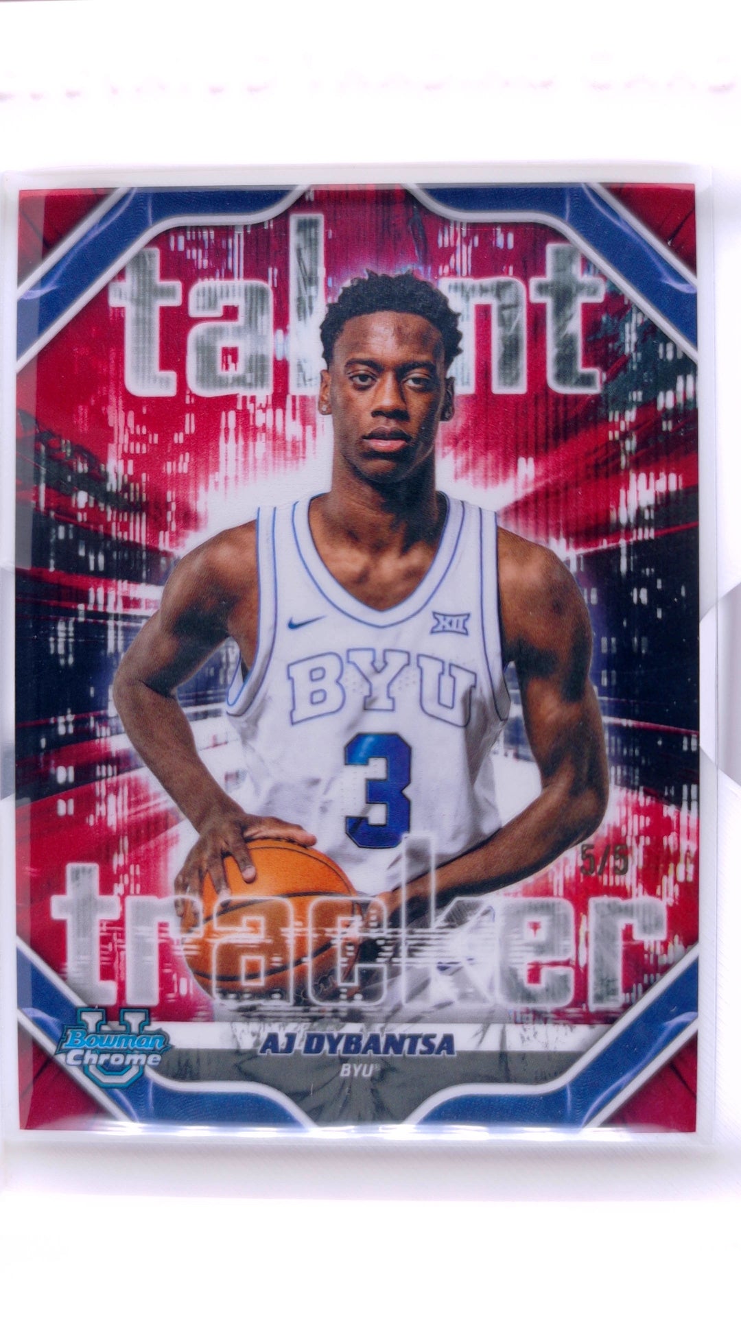 #TT-1 AJ Dybantsa Talent Tracker Red Refractor #5/5 - front