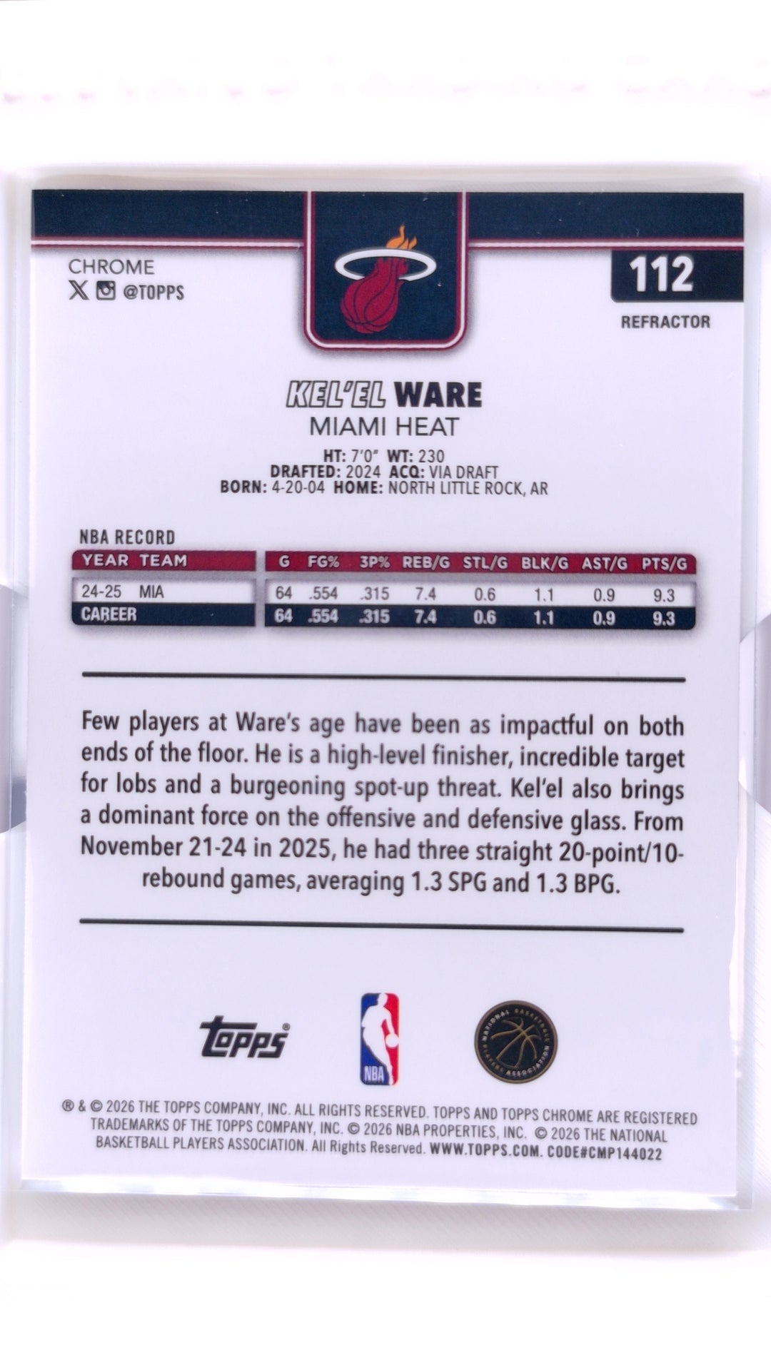 #112 Kel'el Ware Refractor - back
