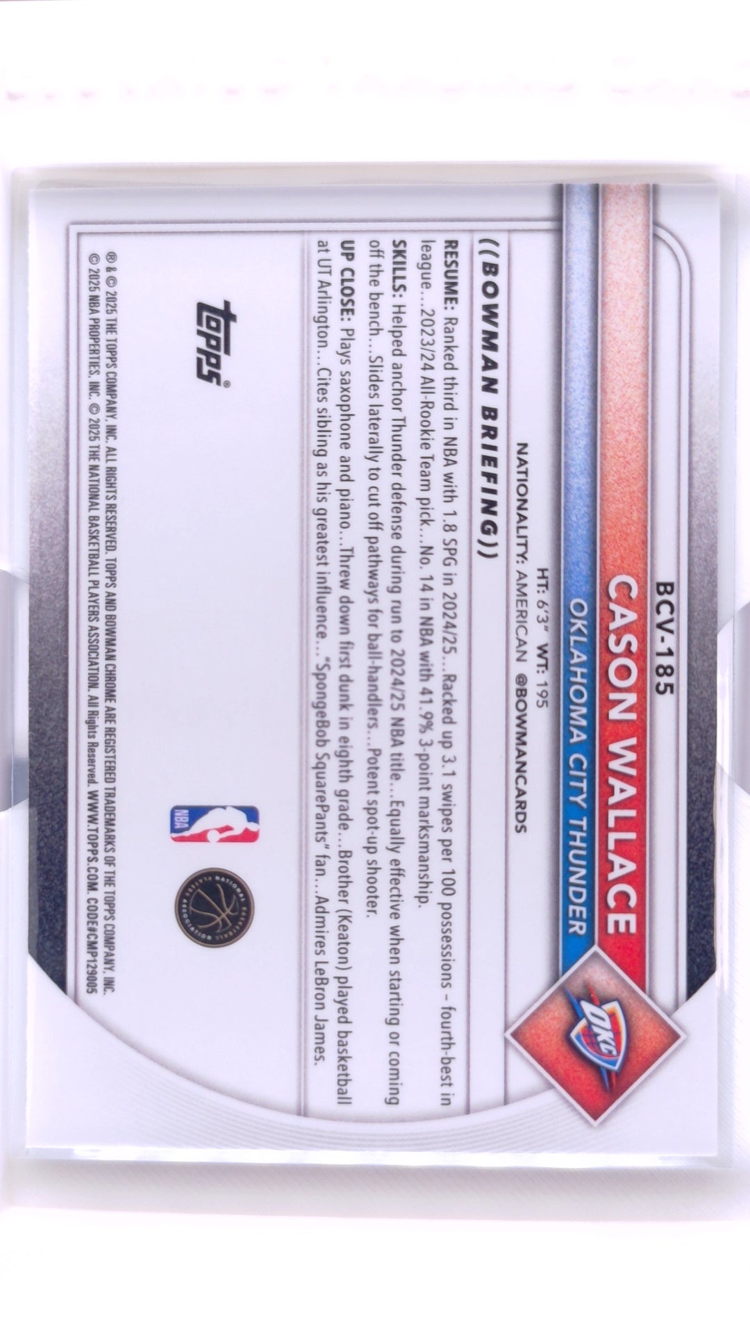 #BCV-185 Cason Wallace Chrome Reptilian Refractor - back