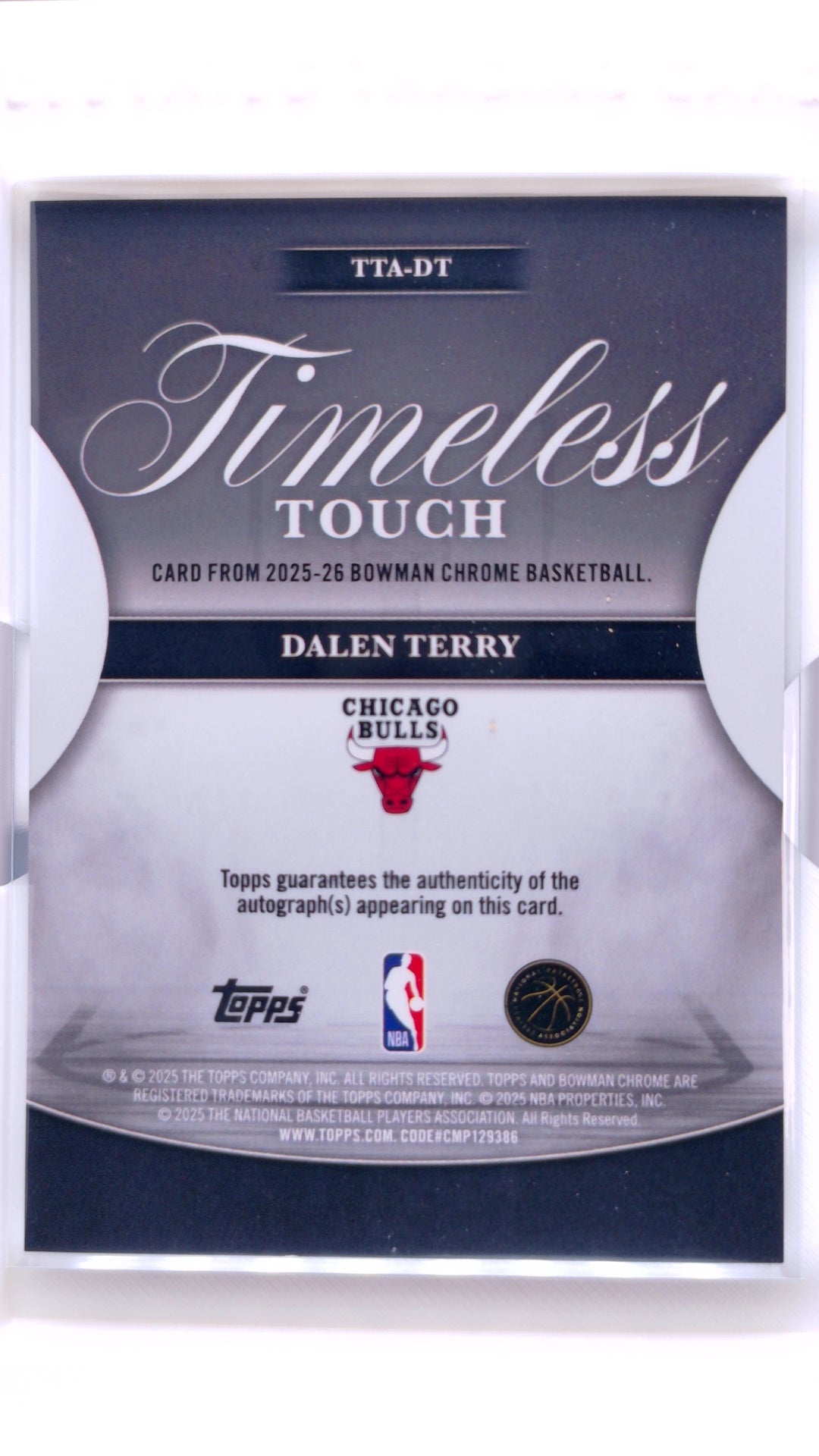 #TTA-DT Dalen Terry Timeless Touch Signatures - back