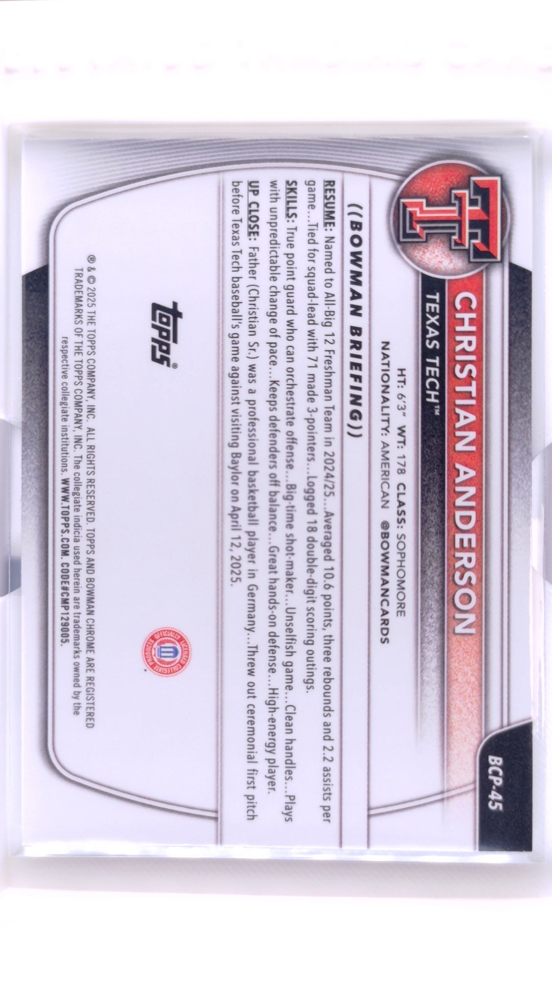 #BCP-45 Christian Anderson Chrome Prospects - back