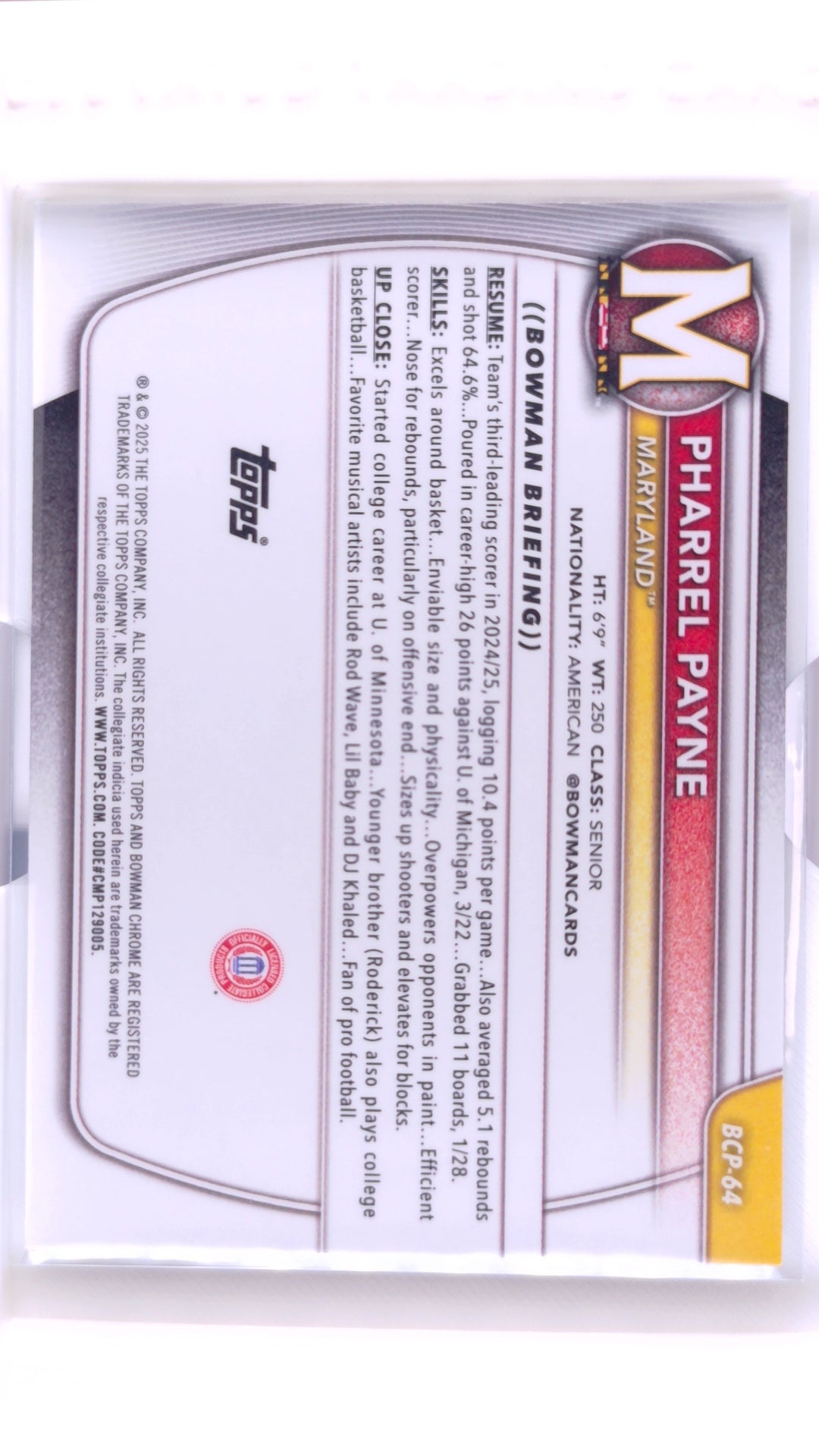 #BCP-64 Pharrel Payne Chrome Prospects - back
