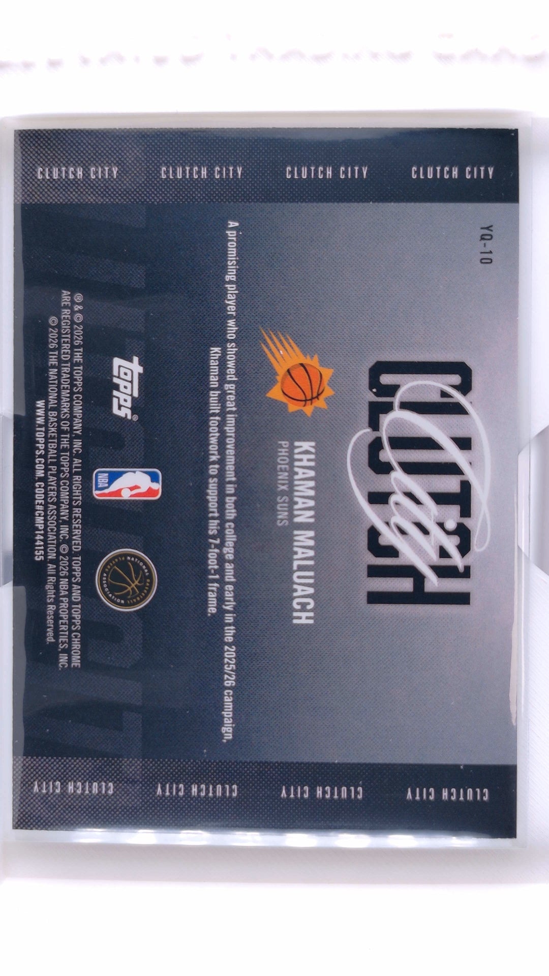 #YQ-10 Khaman Maluach Rookie Clutch City - back