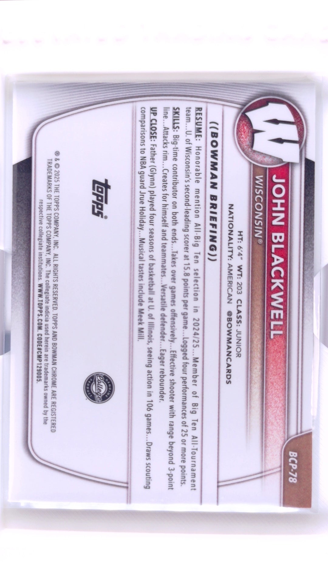 #BCP-78 John Blackwell Chrome Prospects - back