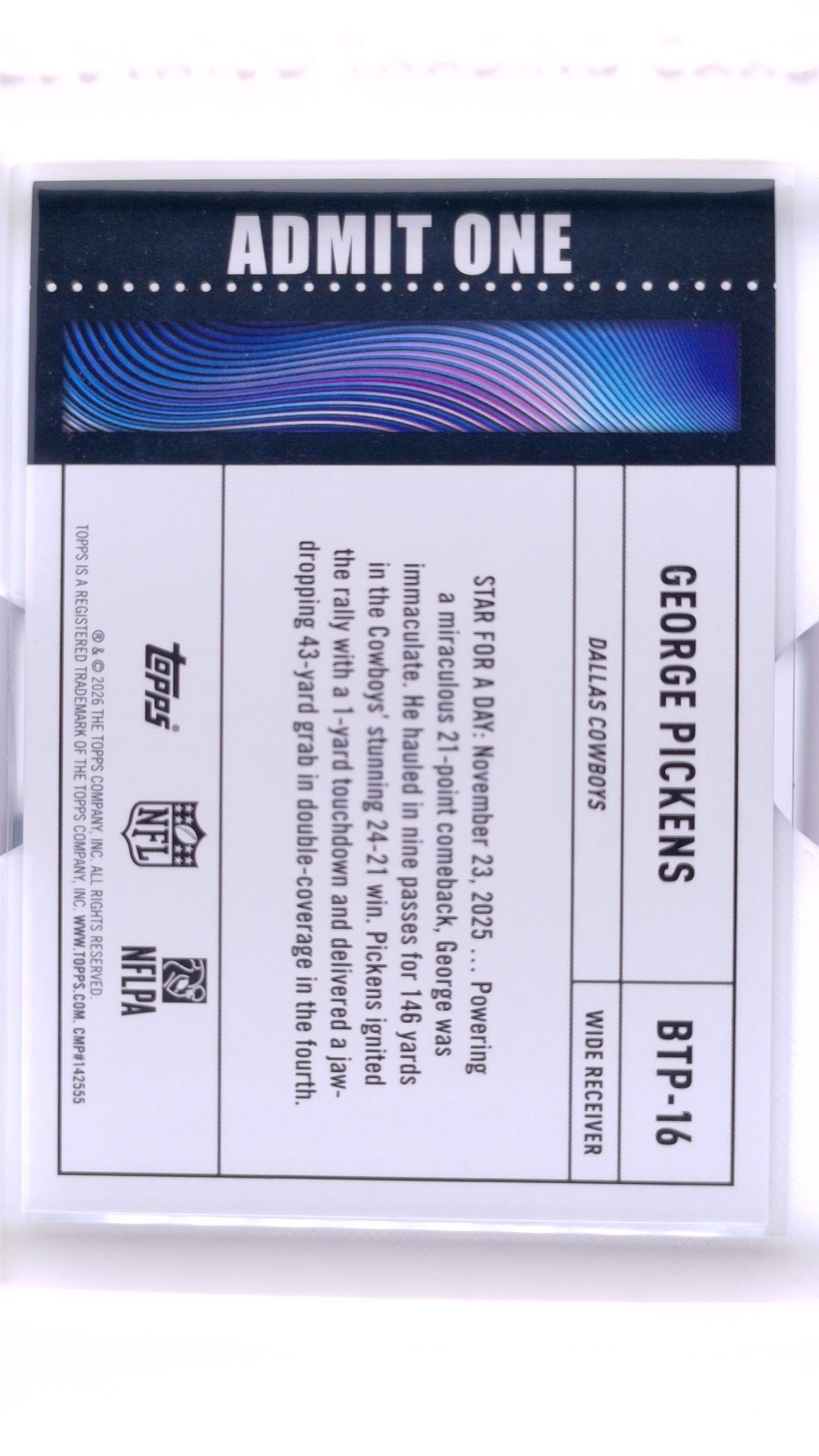 #BTP-16 George Pickens Big Ticket Players - back