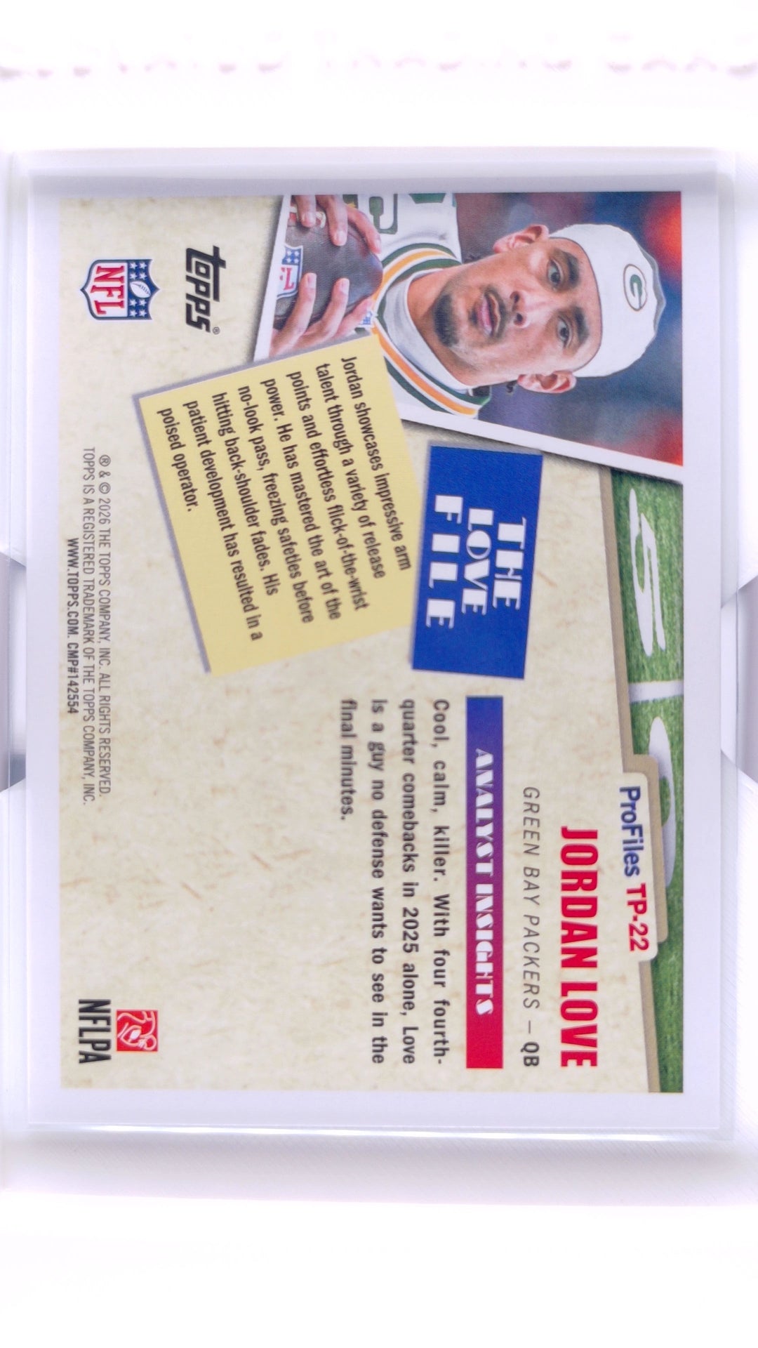#TP-22 Jordan Love Topps Profiles - back