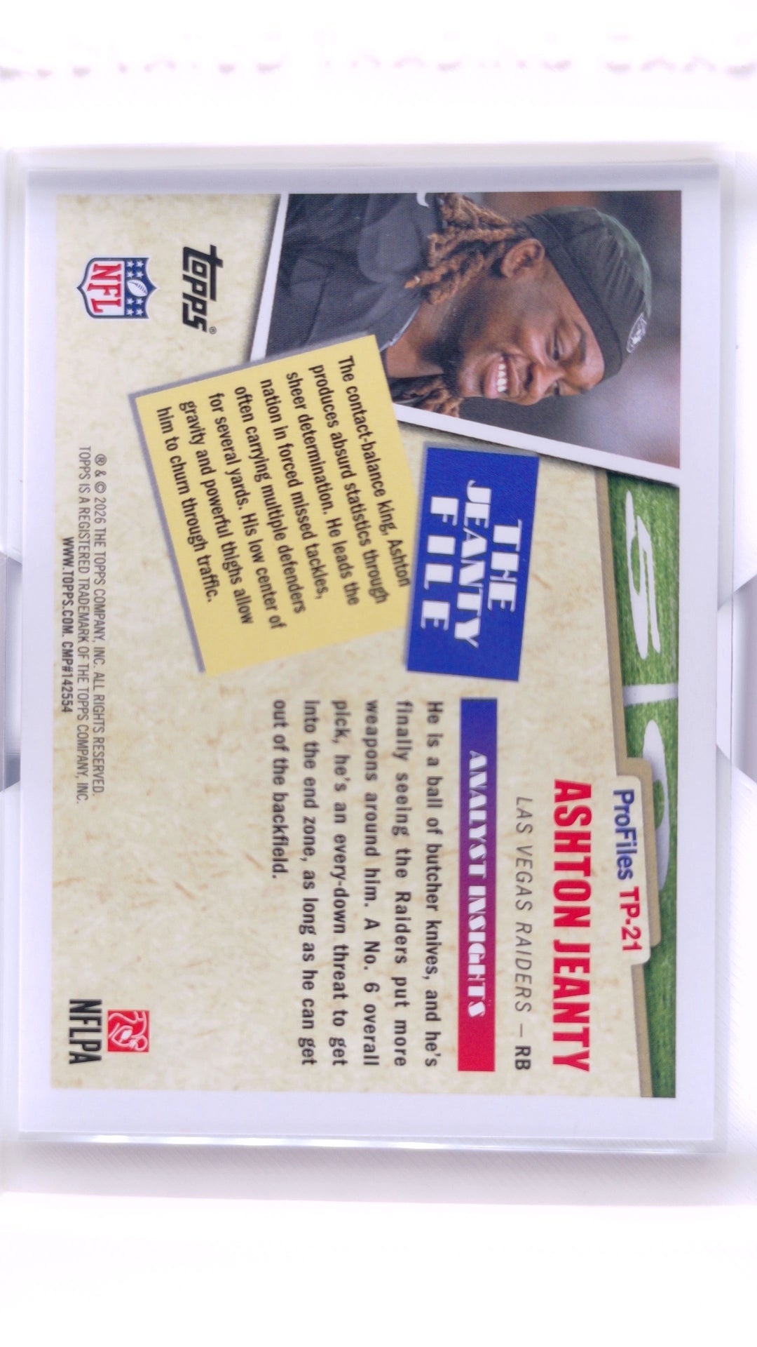 #TP-21 Ashton Jeanty Topps Profiles - back