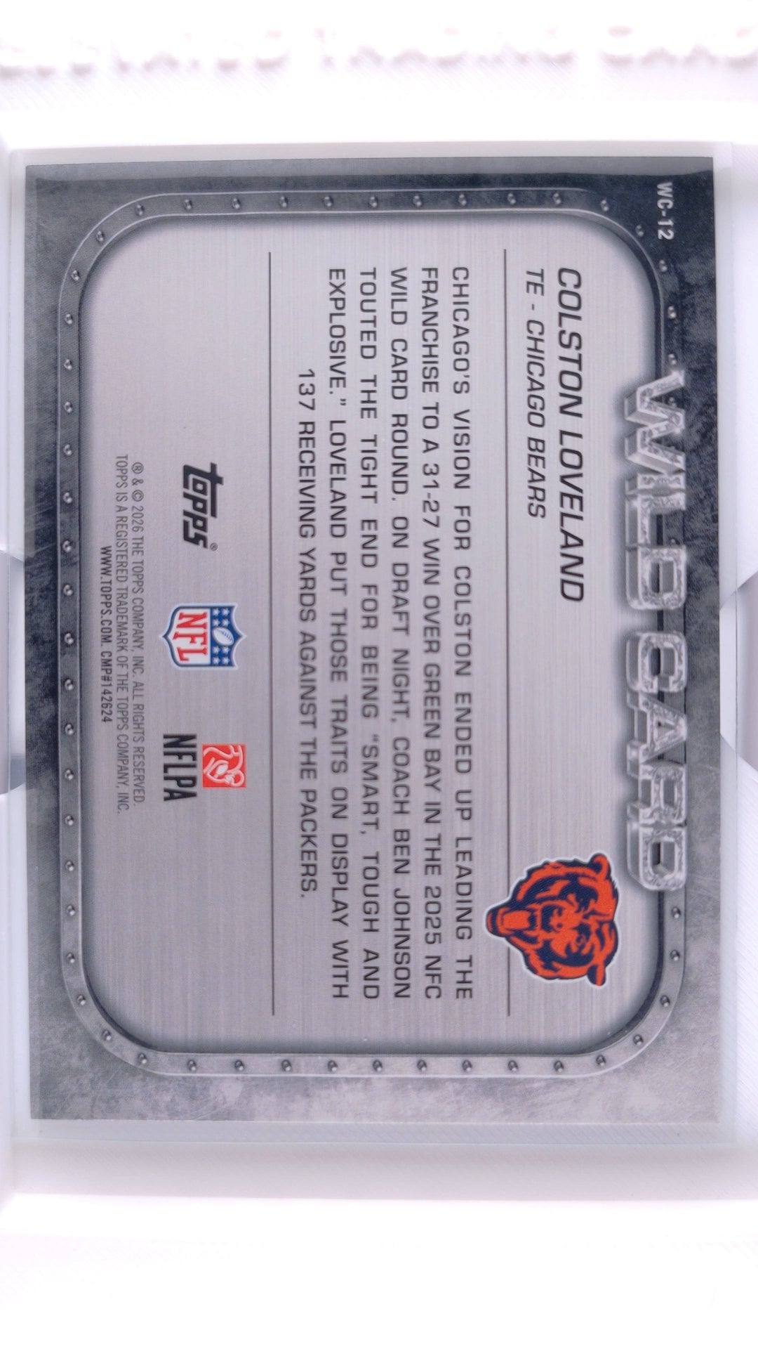 #WC-12 Colston Loveland Wild Card Moments - back