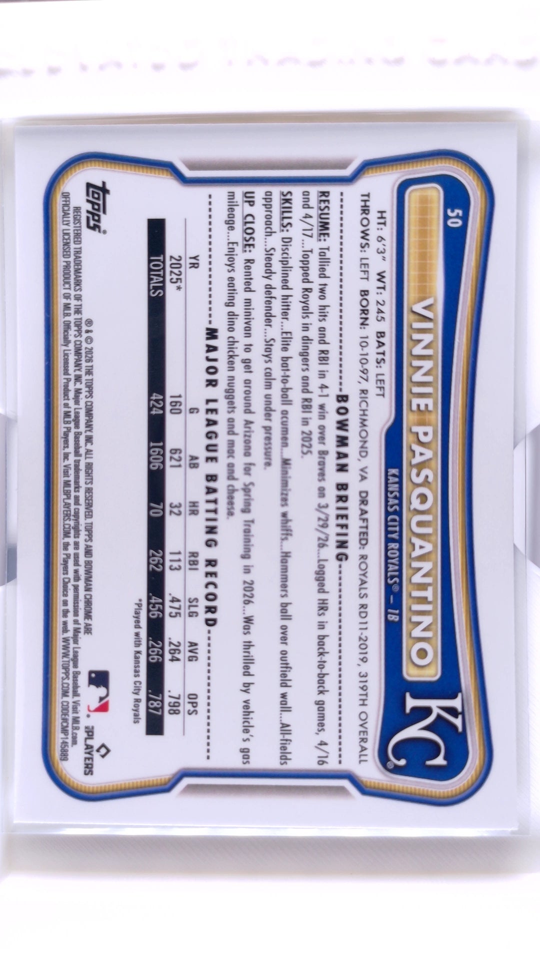 #50 Vinnie Pasquantino - back