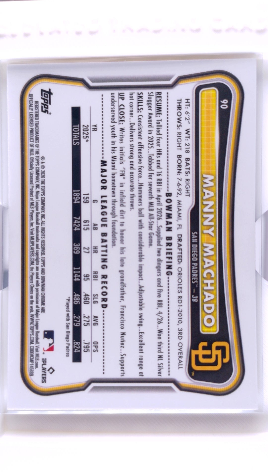 #90 Manny Machado - back