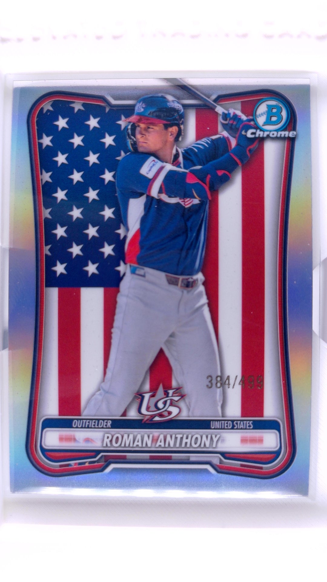 #WBC-3 Roman Anthony Rookie WBC Flag Variation Refractor #384/499 - front