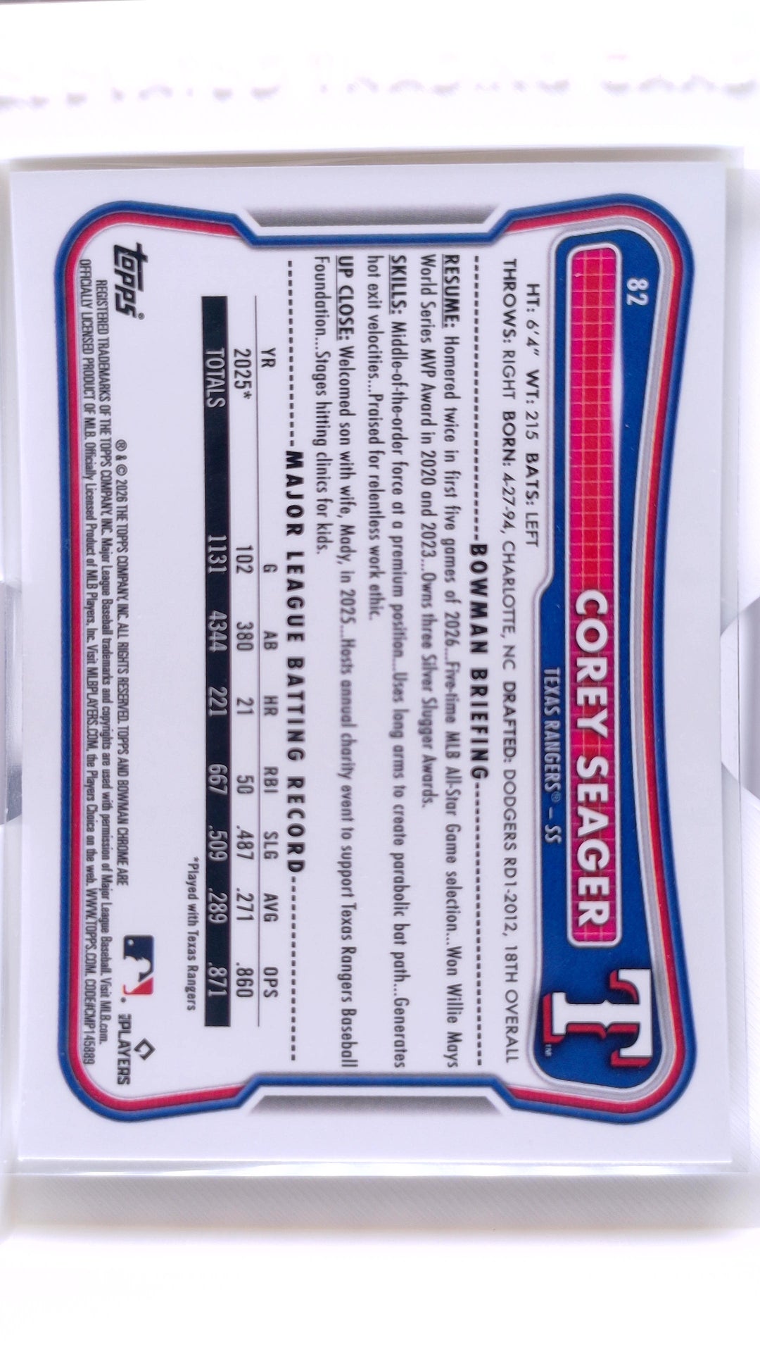 #82 Corey Seager - back
