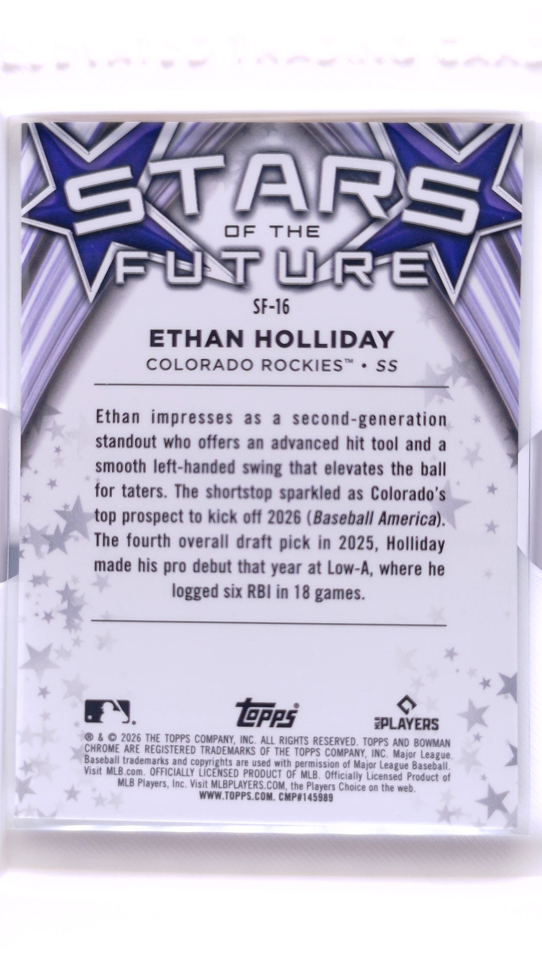 #SF-16 Ethan Holliday Stars of Future - back