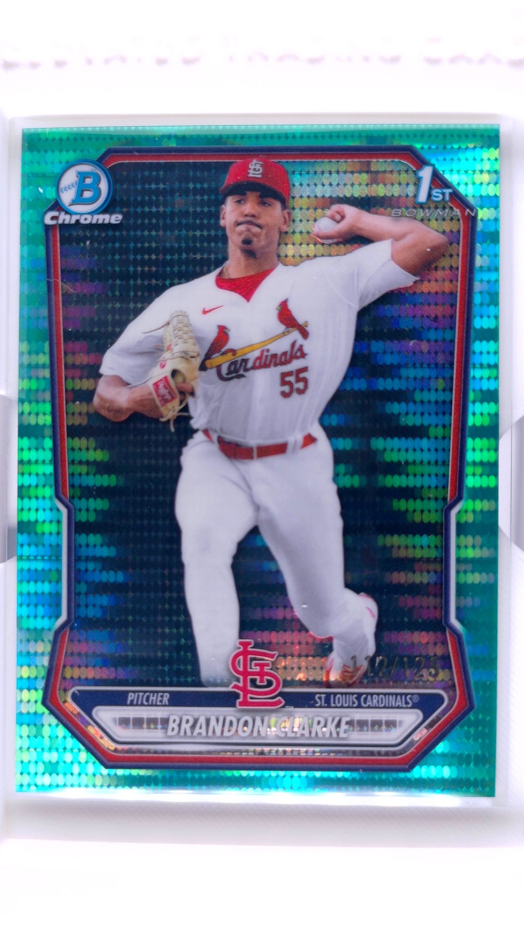 #BCP-171 Brandon Clarke Bowman Chrome Prospects Aqua Pulsar Refractor #112/125 - front