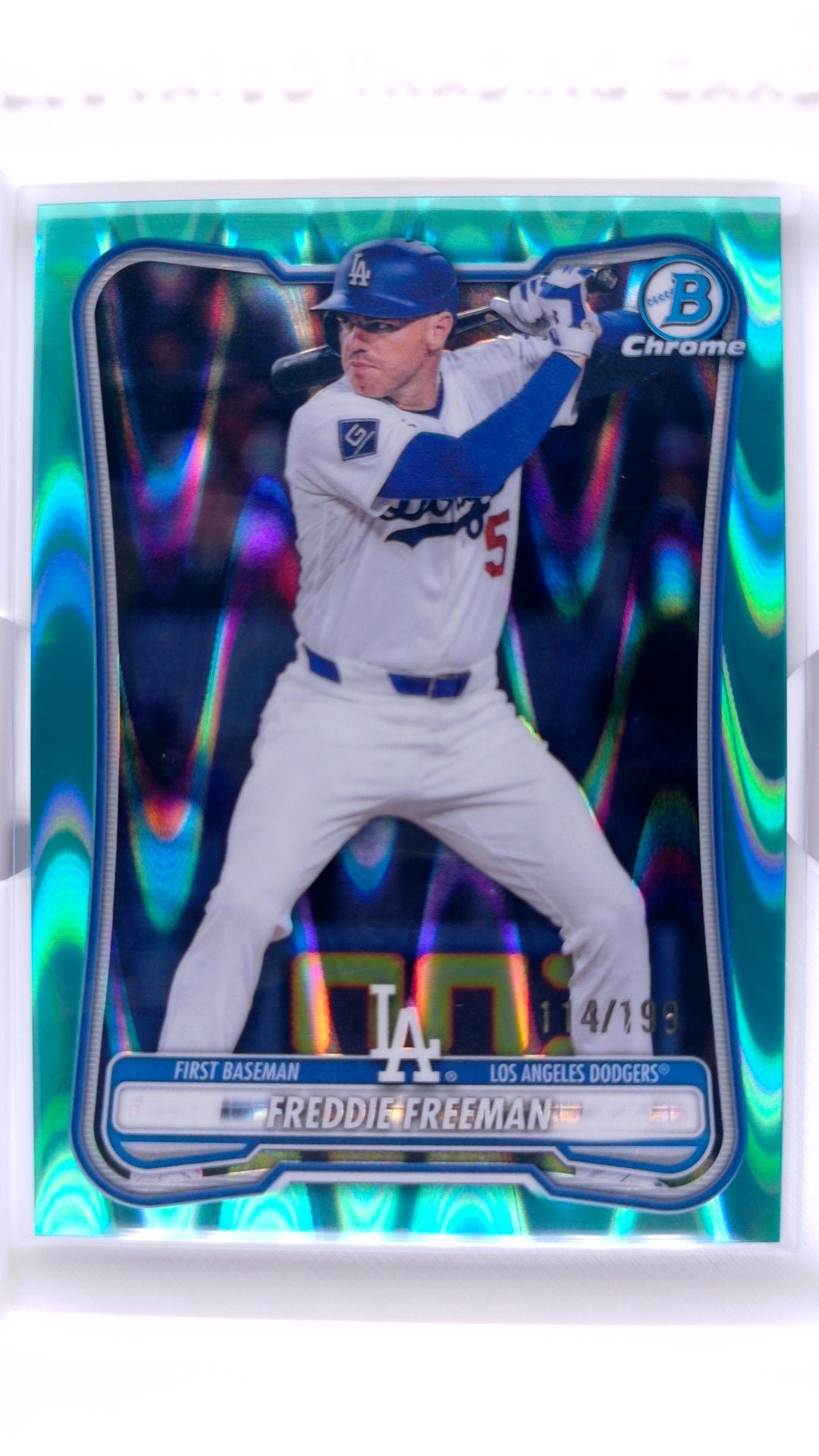 #39 Freddie Freeman Aqua Raywave Refractor #114/199 - front