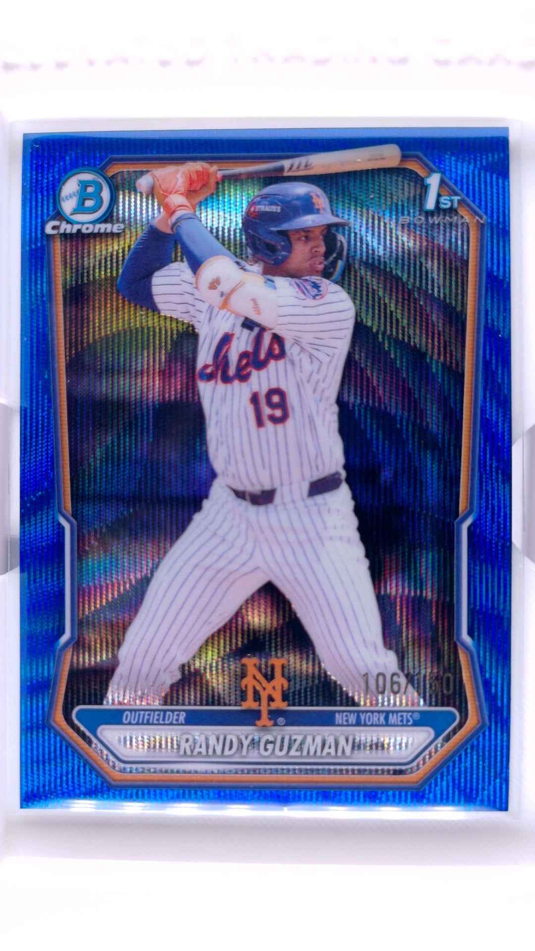 #BCP-229 Randy Guzman Bowman Chrome Prospects Blue Wave Refractor #106/150 - front