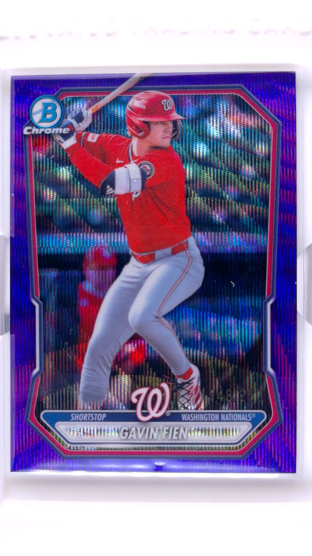 #BCP-215 Gavin Fien Bowman Chrome Prospects Purple Wave Refractor #148/250 - front