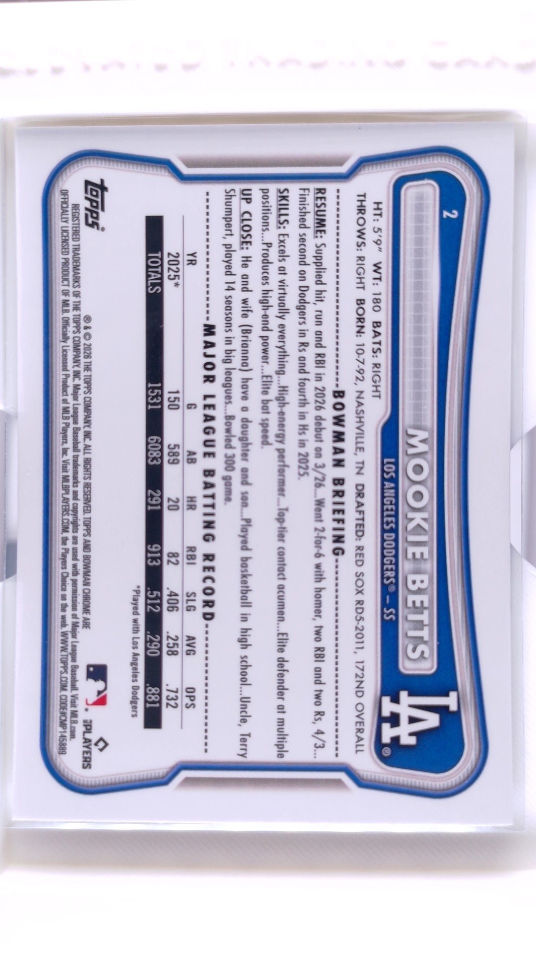 #2 Mookie Betts - back