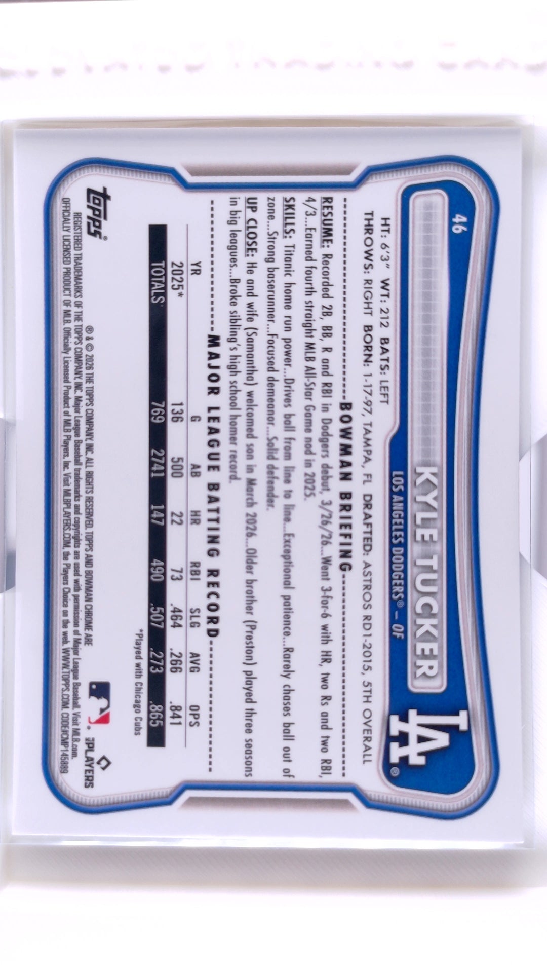 #46 Kyle Tucker - back