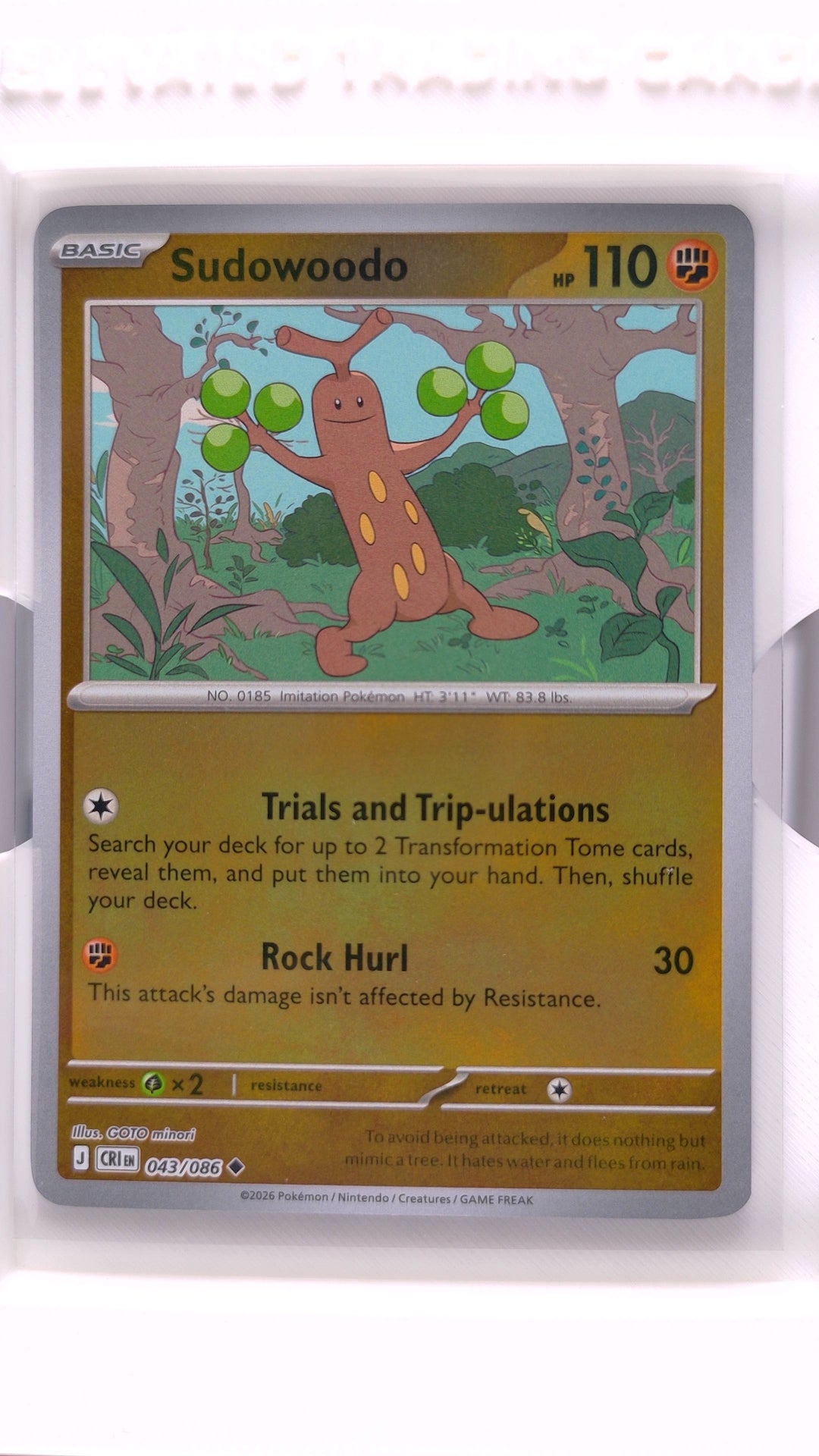 #43 Sudowoodo Reverse Holo Uncommon - front