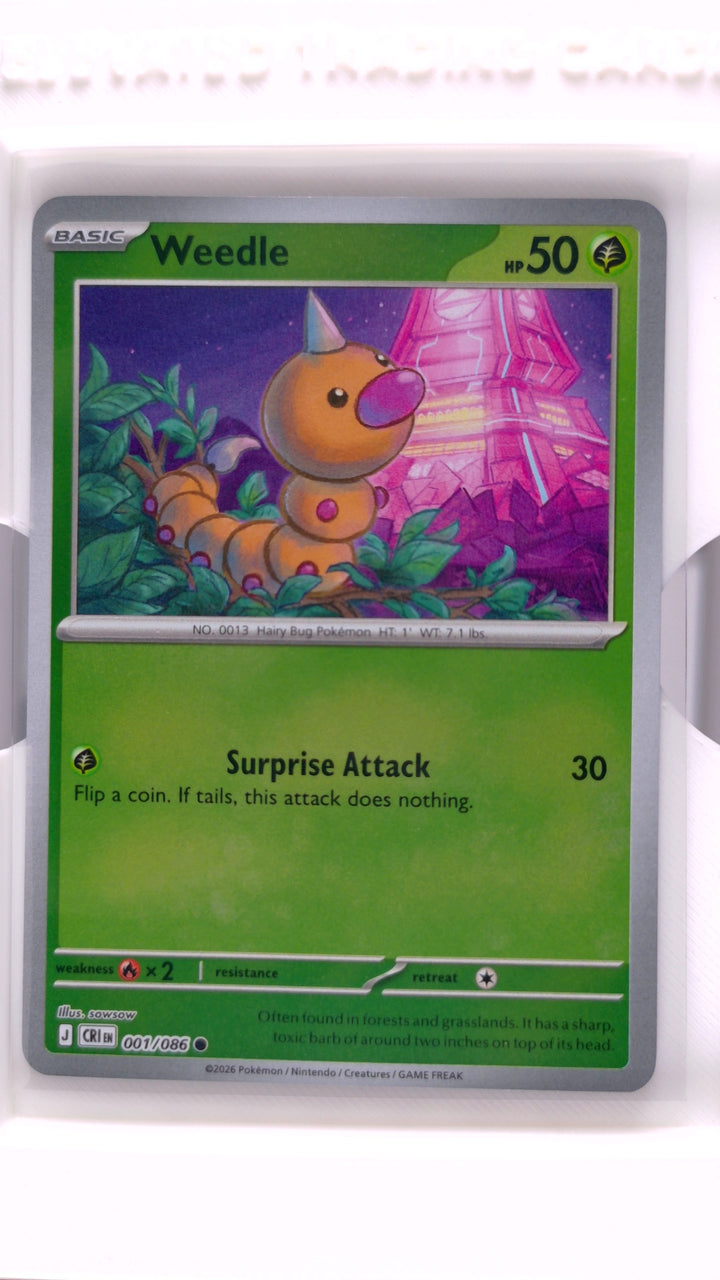 Pokémon: Mega Evolution — Chaos Rising Weedle #001/086 Common Reverse Holo — Front