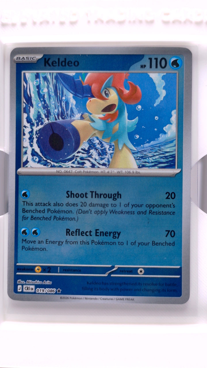 Pokémon: Mega Evolution — Chaos Rising Keldeo #019/086 Rare Reverse Holo — Front