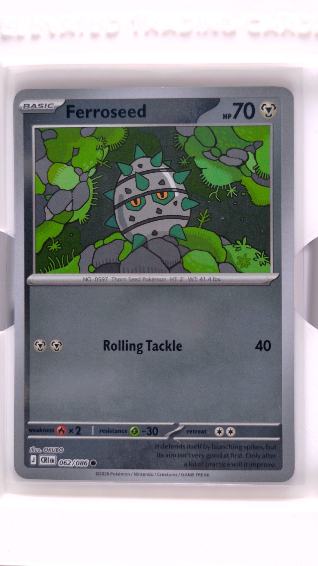 #62 Ferroseed Reverse Holo Common - front