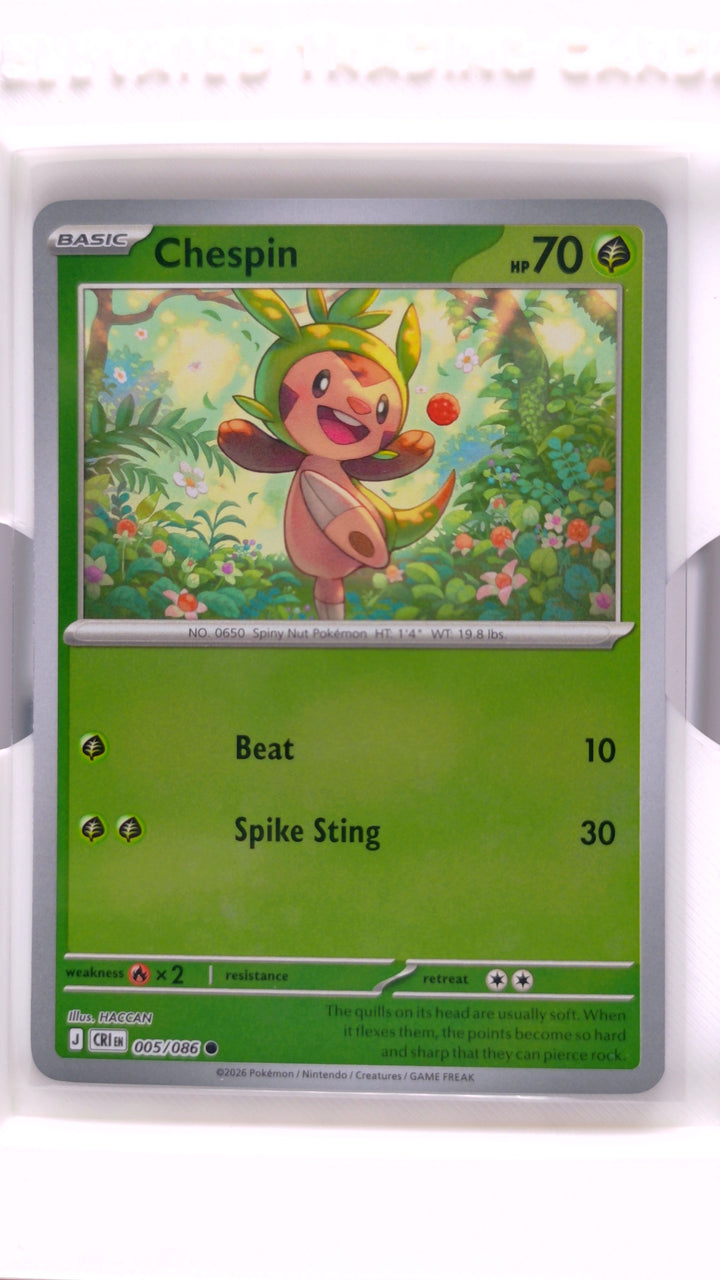 Pokémon: Mega Evolution — Chaos Rising Chespin #005/086 Common Reverse Holo — Front